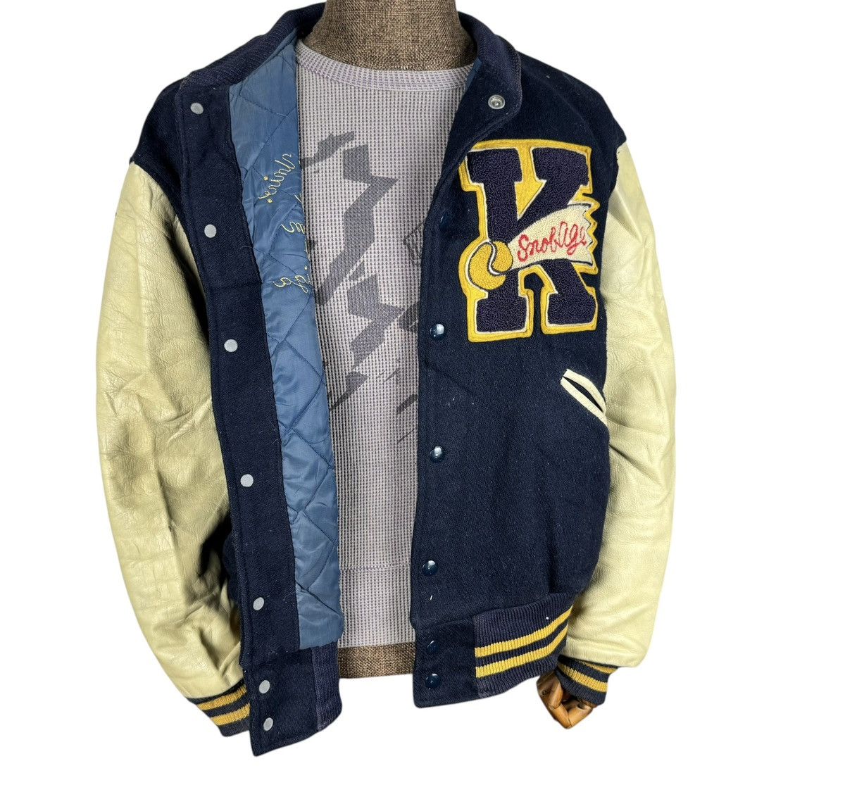 Vintage 🌟80s BUTWIN TENNIS CLUB LEATHER VARSITY JACKET Size US M / EU 48-50 / 2 - 3 Thumbnail