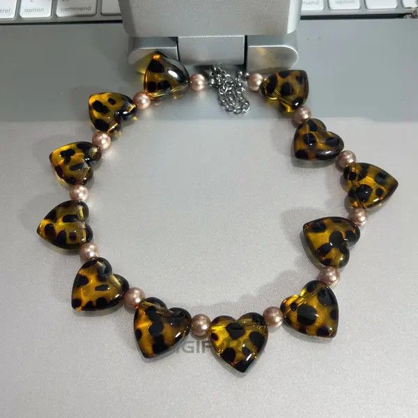 Jewelry Tortoiseshell Heart Pendant Pearl Necklace, Chunky Choker Size ONE SIZE - 6 Thumbnail