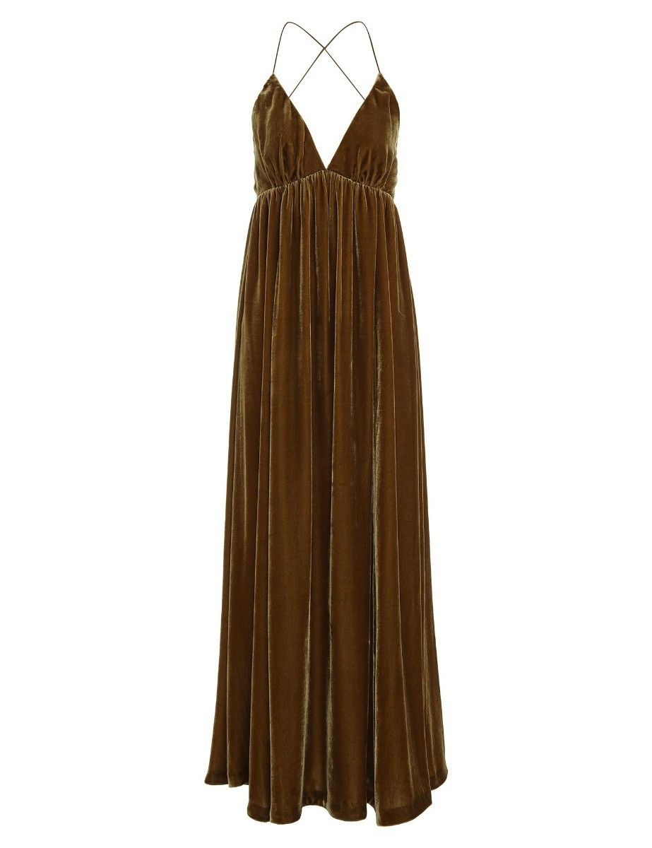 oc11z0325 Sensory Velvet Dress in Dark Mustard