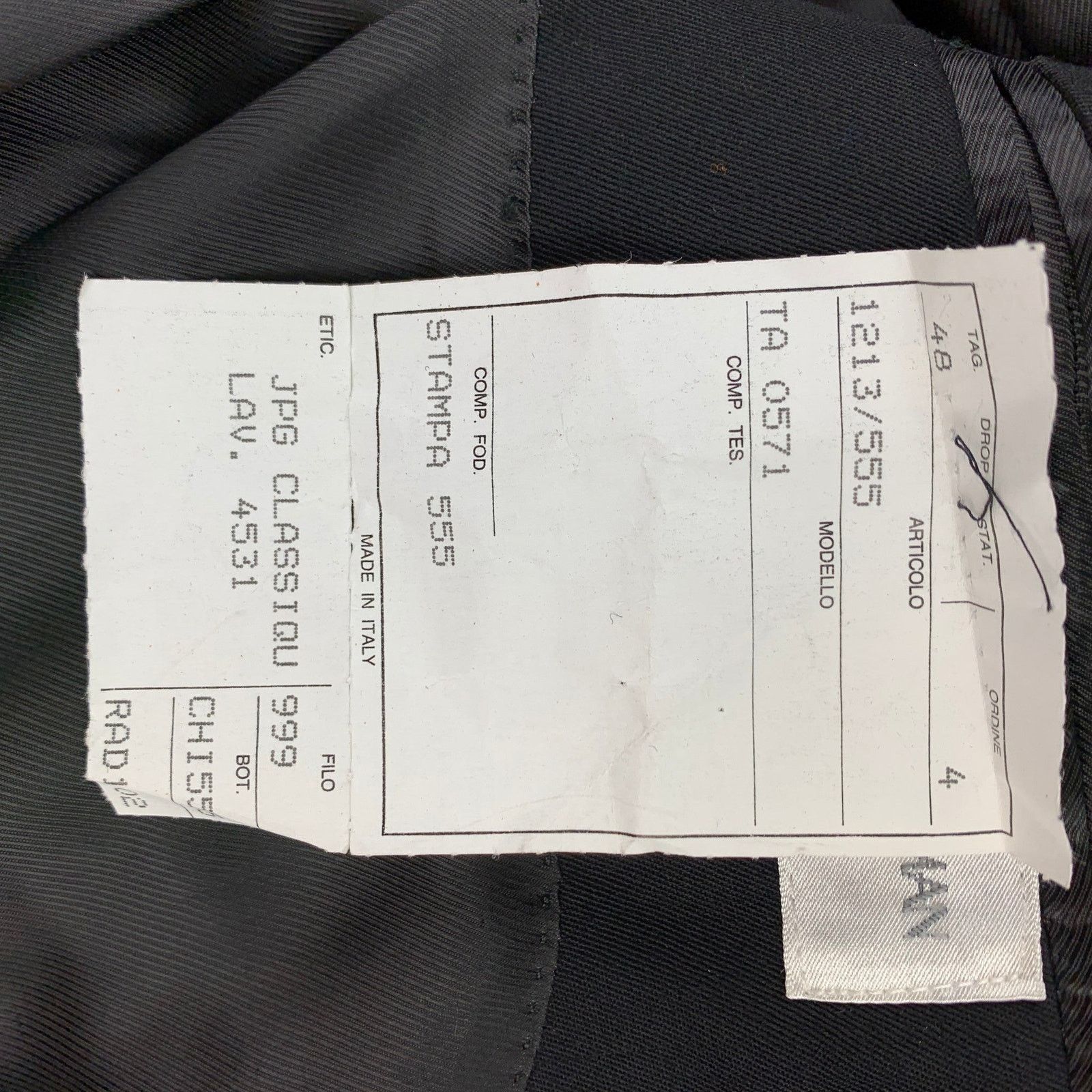 Jean Paul Gaultier 38 Black Wool Peak Lapel Double Breasted Suit Size 38R - 9 Thumbnail