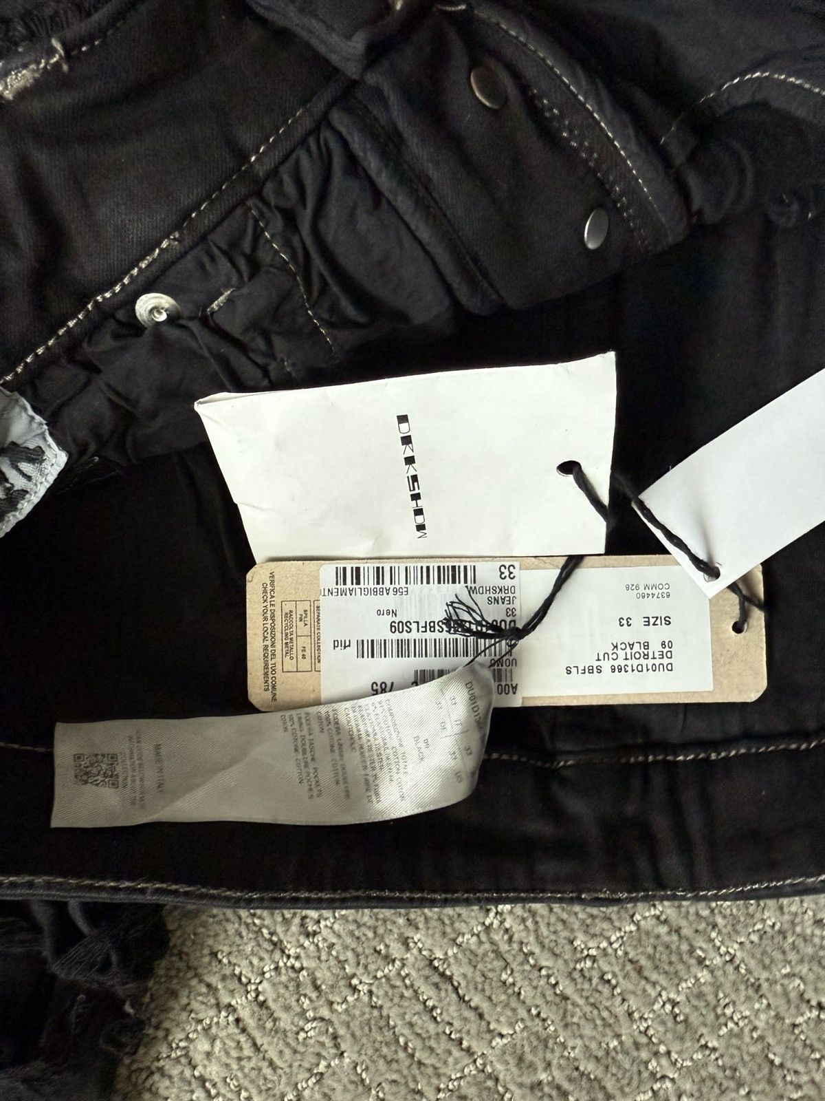 Rick Owens DRKSHDW DETROIT RIPPED SKINNY JEANS Size US 33 - 3 Thumbnail