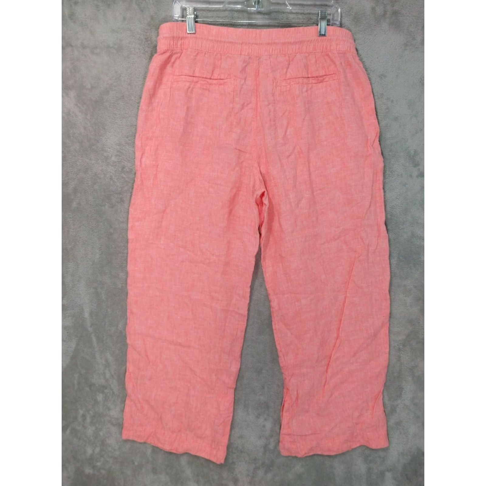 Athleta Athleta Pants Womens 12 Pink Linen Retreat High Rise Wide Leg Pull On Drawstring Size 34" / US 12 / IT 48 - 2 Thumbnail