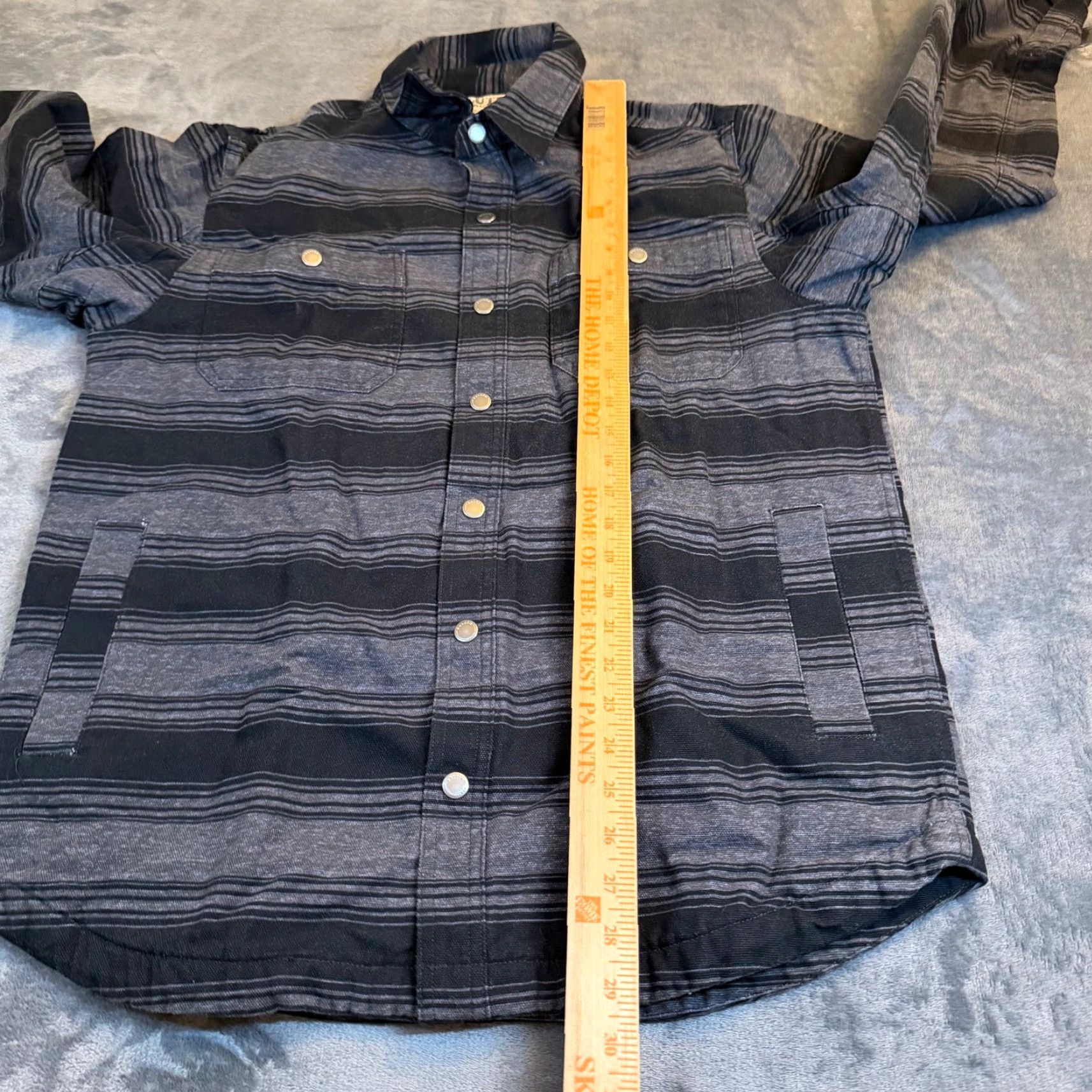 Duluth Trading Company Duluth Trading Co Striped Shirt Jacket Mens Medium Gray Flannel Lined Snap Shirt Jacket Size US M / EU 48-50 / 2 - 7 Thumbnail