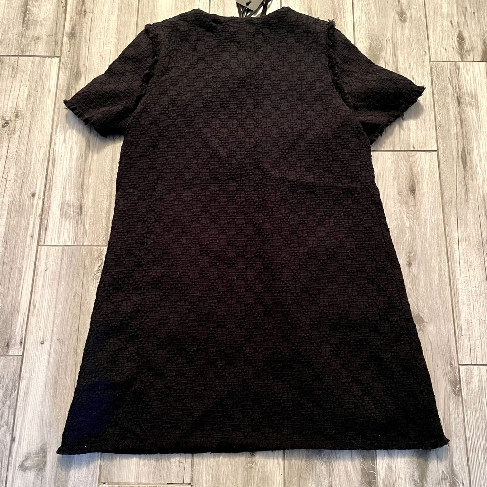 MISA Los Angeles JOA Black Tie Up Sheath Dress L with Pockets - LBD, Short Sleeve, Lace, Fringe, Layered, Lined, Polyester, A-Line, Party/Cocktail, Size L, Womens Size L / US 10 / IT 46 - 5 Thumbnail