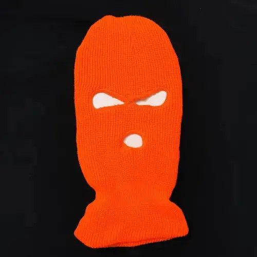 Grunt Style Unisex Chunky Plain Solid color Orange Ski Masks Size ONE SIZE - 1 Thumbnail