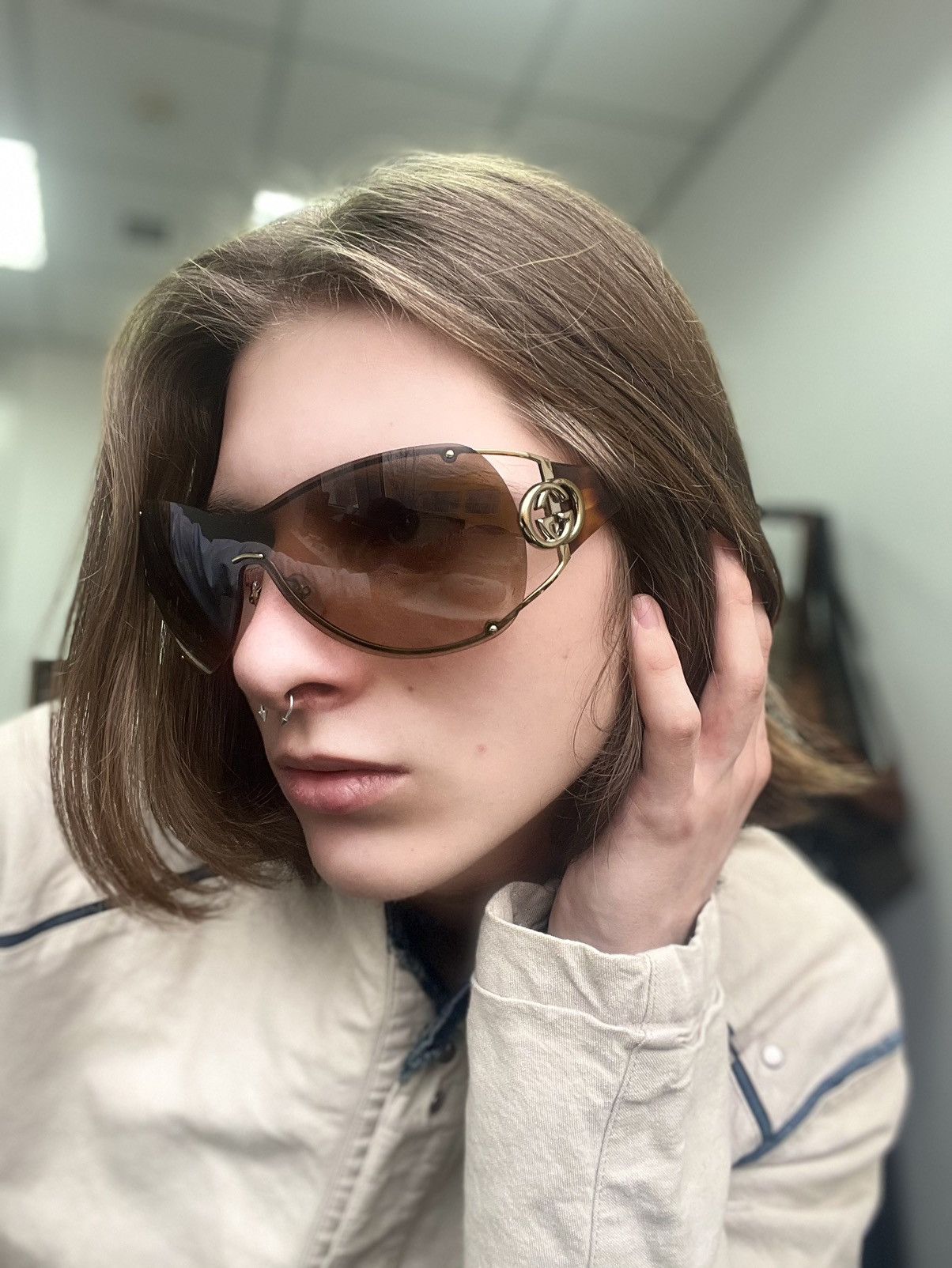 Gucci 90s Gucci Sunglasses Mask Logo Shield GG Sport Vintage Size ONE SIZE - 1 Thumbnail