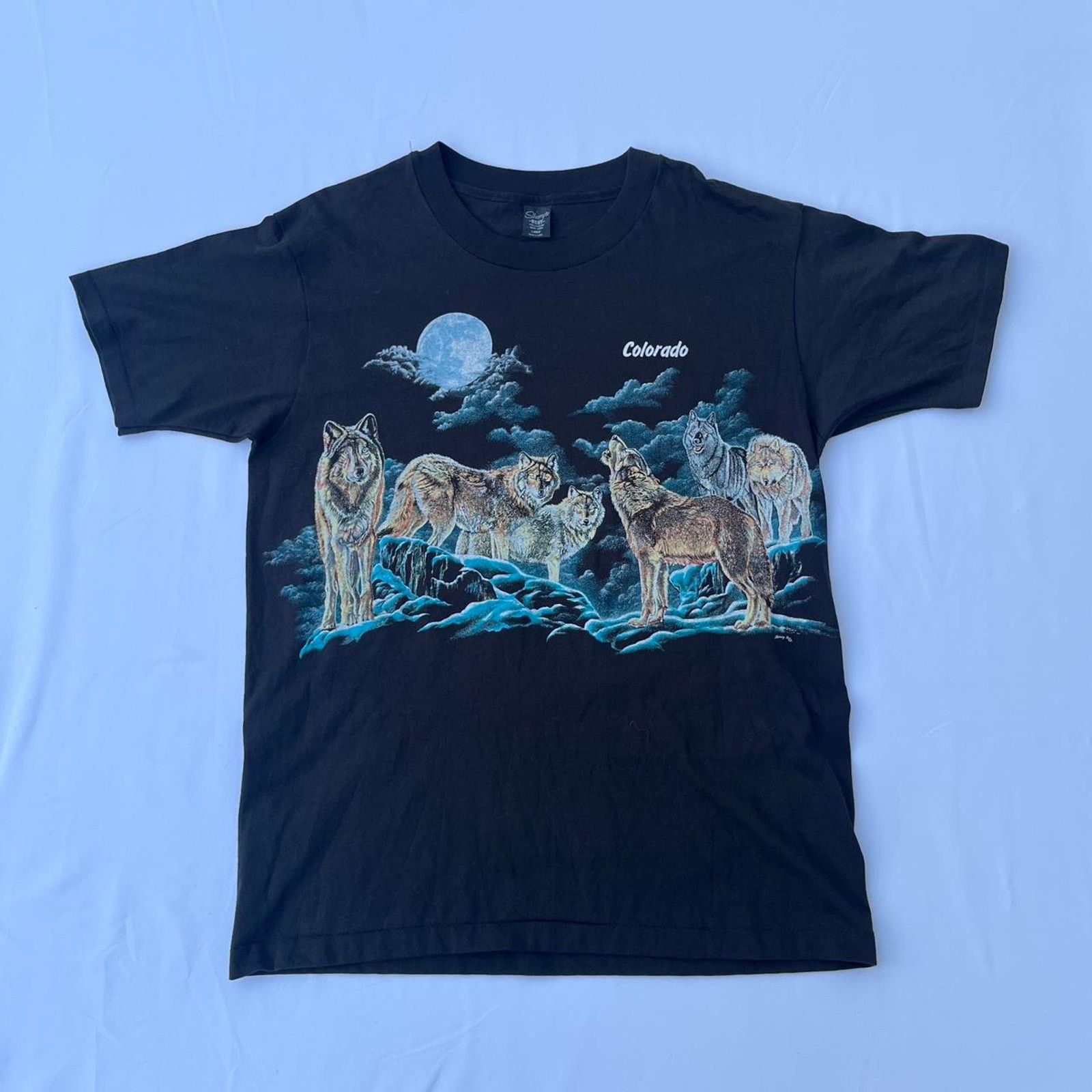 Other Mountain Wolf AOP Vintage 90s Wildlife Single Stitch T-Shirt Size US L / EU 52-54 / 3 - 1 Thumbnail