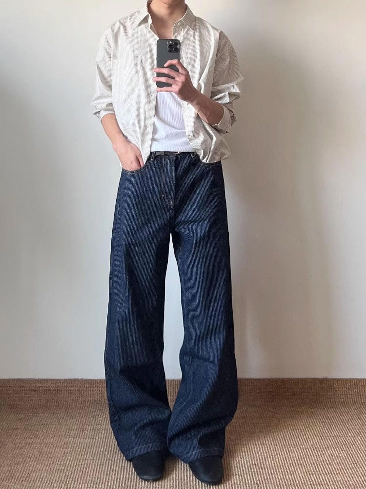 Japanese Brand Baggy Wide Leg Selvedge Raw Denim Jeans Size US 30 / EU 46 - 2 Thumbnail