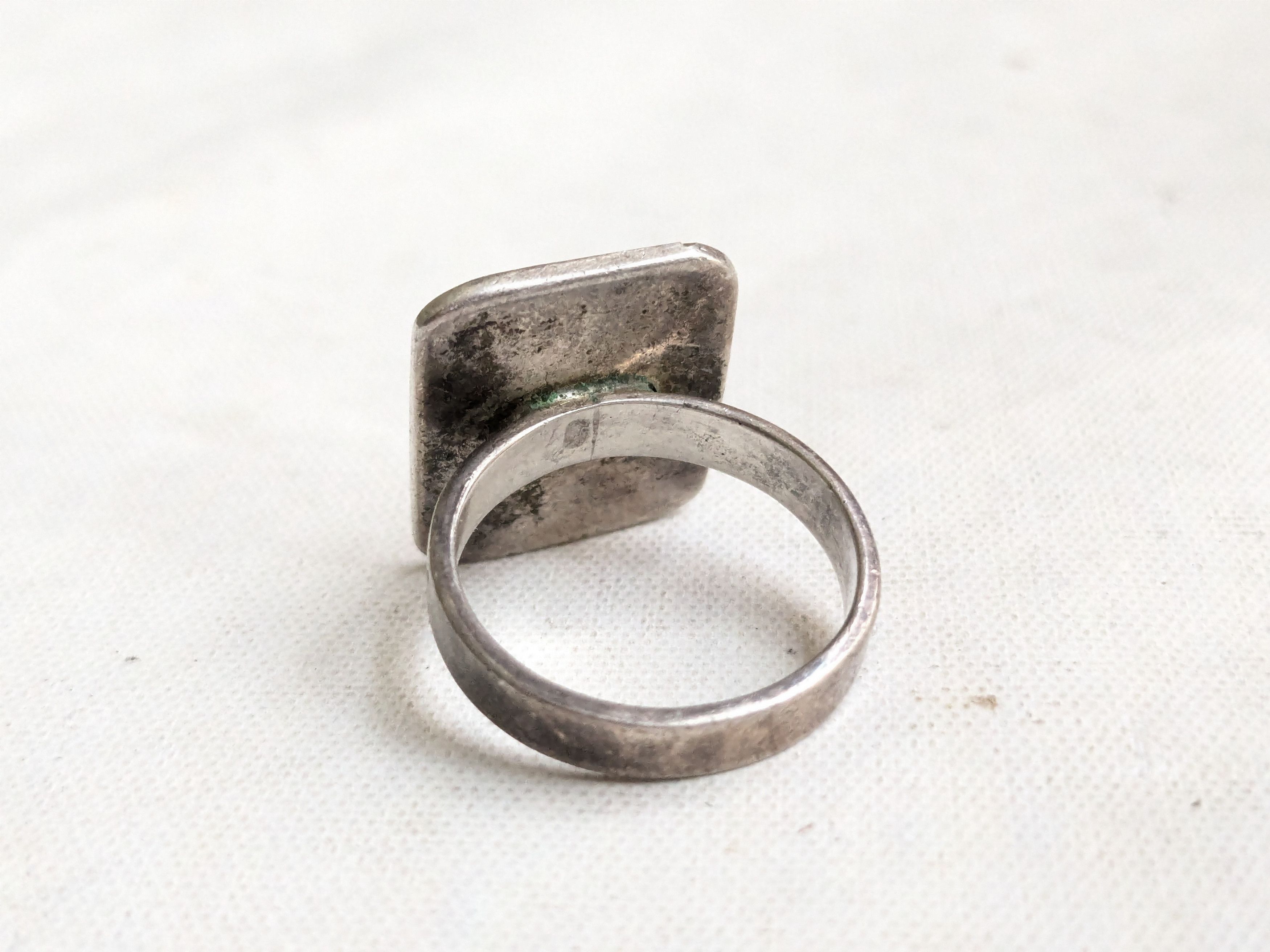 Jewelry Vintage Sterling Silver Signet Ring Rectangle Engraved 6.25 Size ONE SIZE - 7 Thumbnail