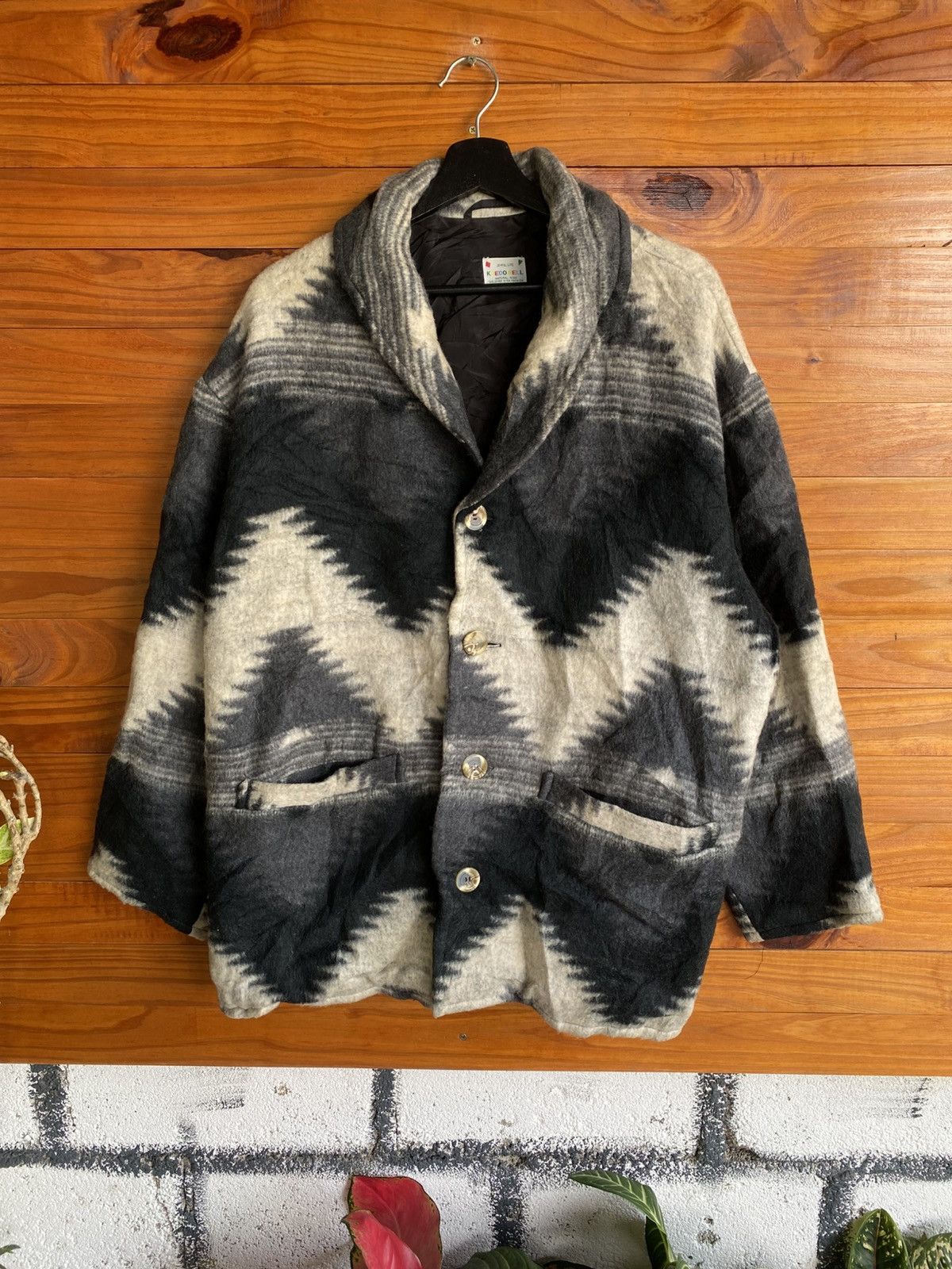 Japanese Brand Kredo Bell Japanese Wool Blend Pattern Winter Outerwear Size US L / EU 52-54 / 3 - 3 Thumbnail