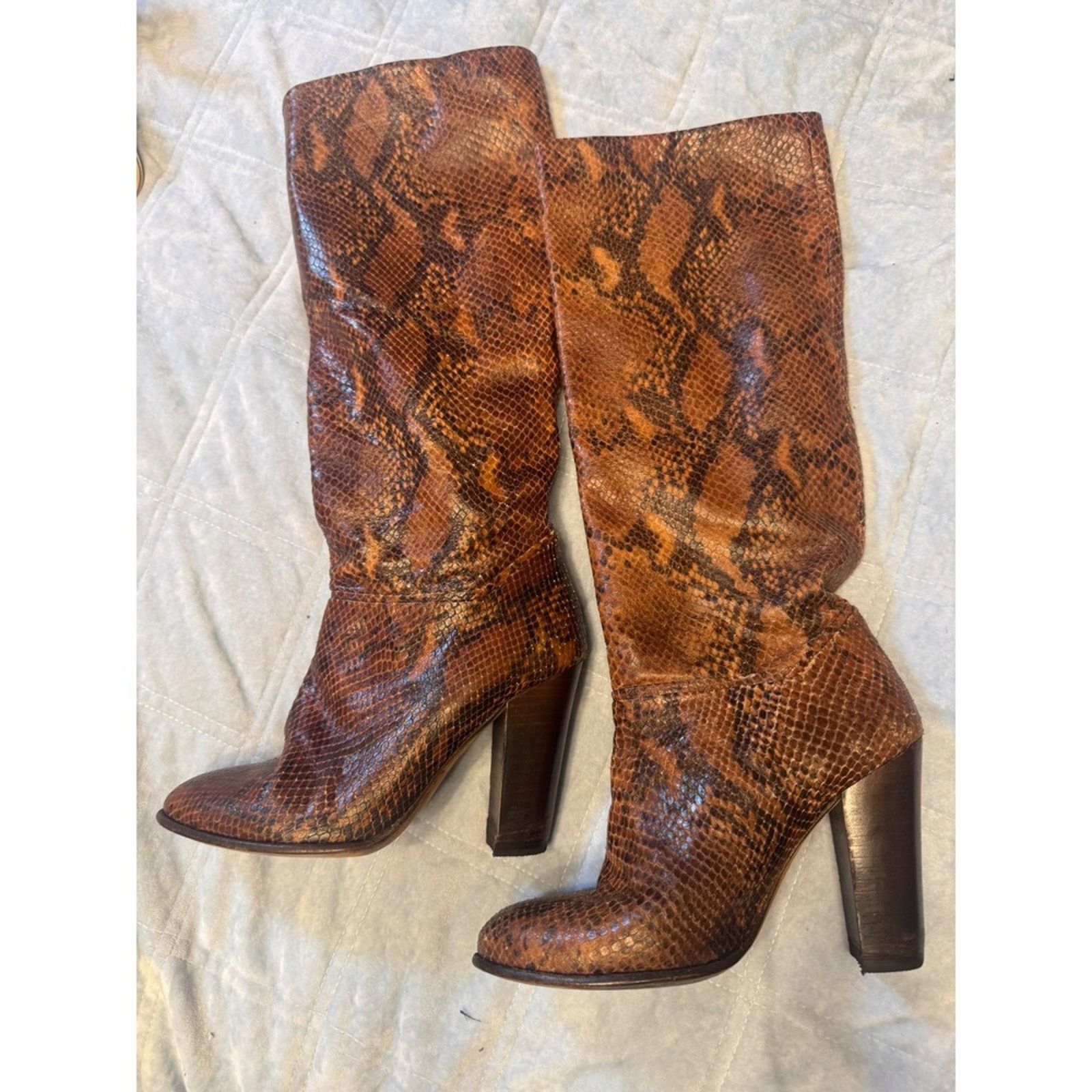 Gianni Valentino Gianni Binni Knee High Snakeskin Boots size 8 Size US 8 / IT 38 - 4 Thumbnail