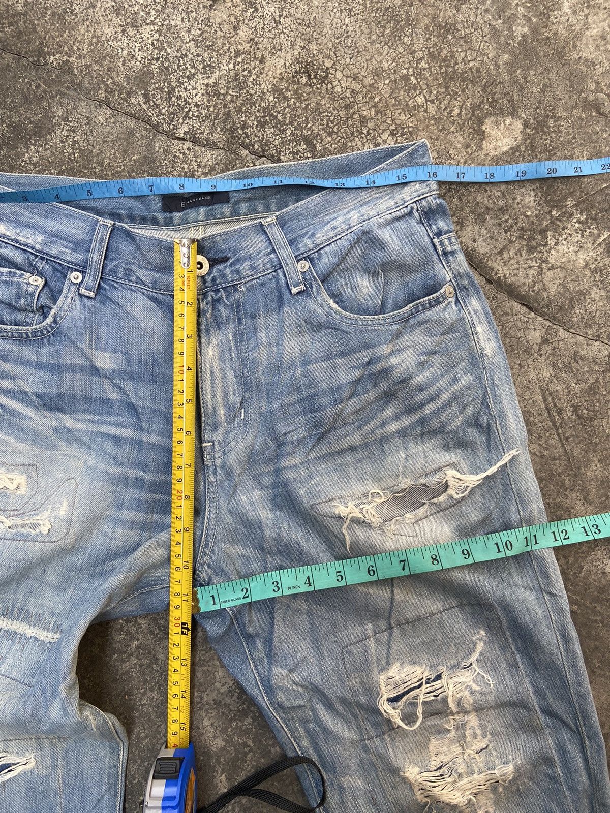 Beauty Beast 6 rage blue jeans LGB Distressed decontructed patchwork Size US 32 / EU 48 - 10 Thumbnail