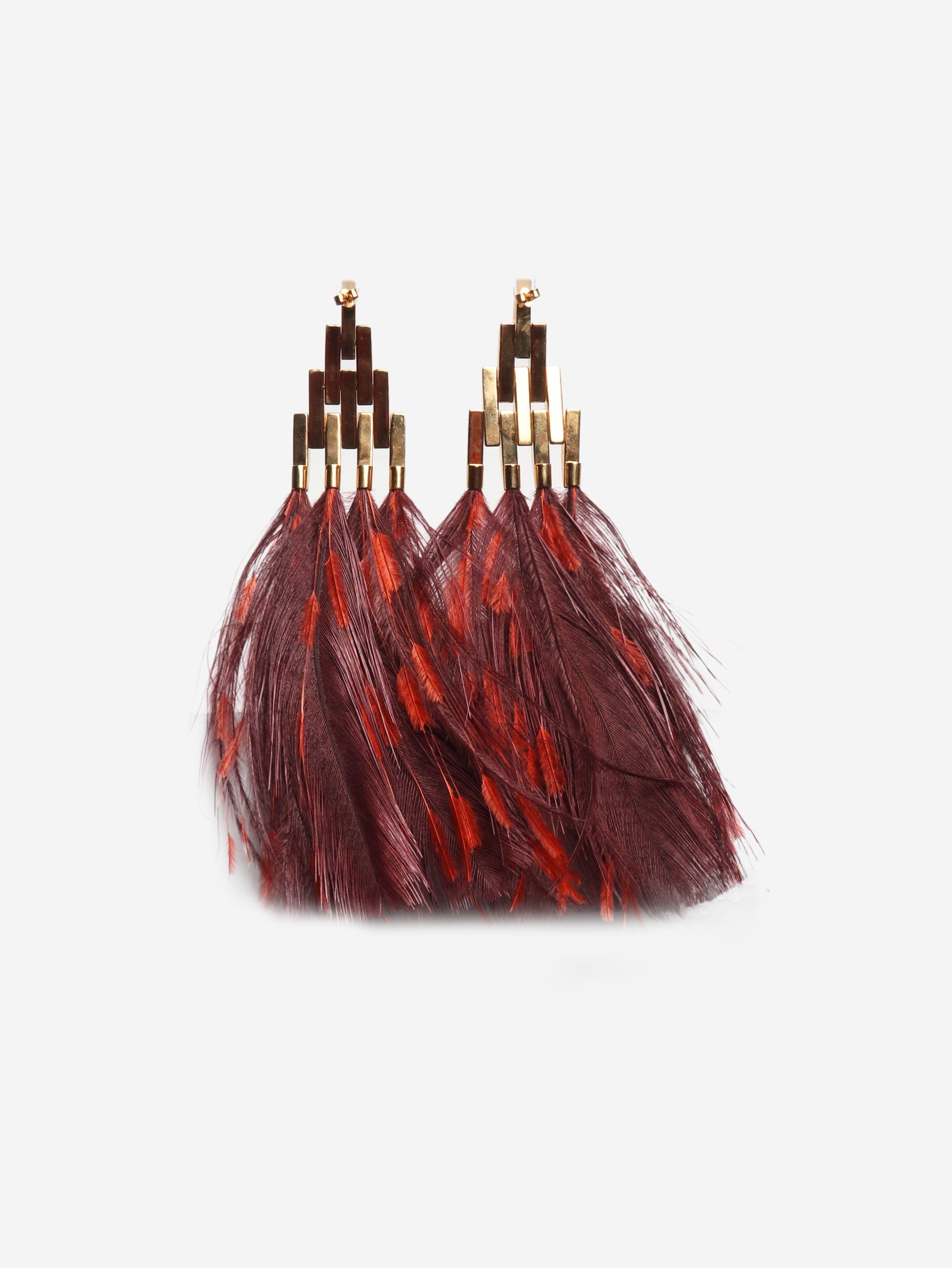 Louis Vuitton Burgundy feather errings Size ONE SIZE - 1 Thumbnail