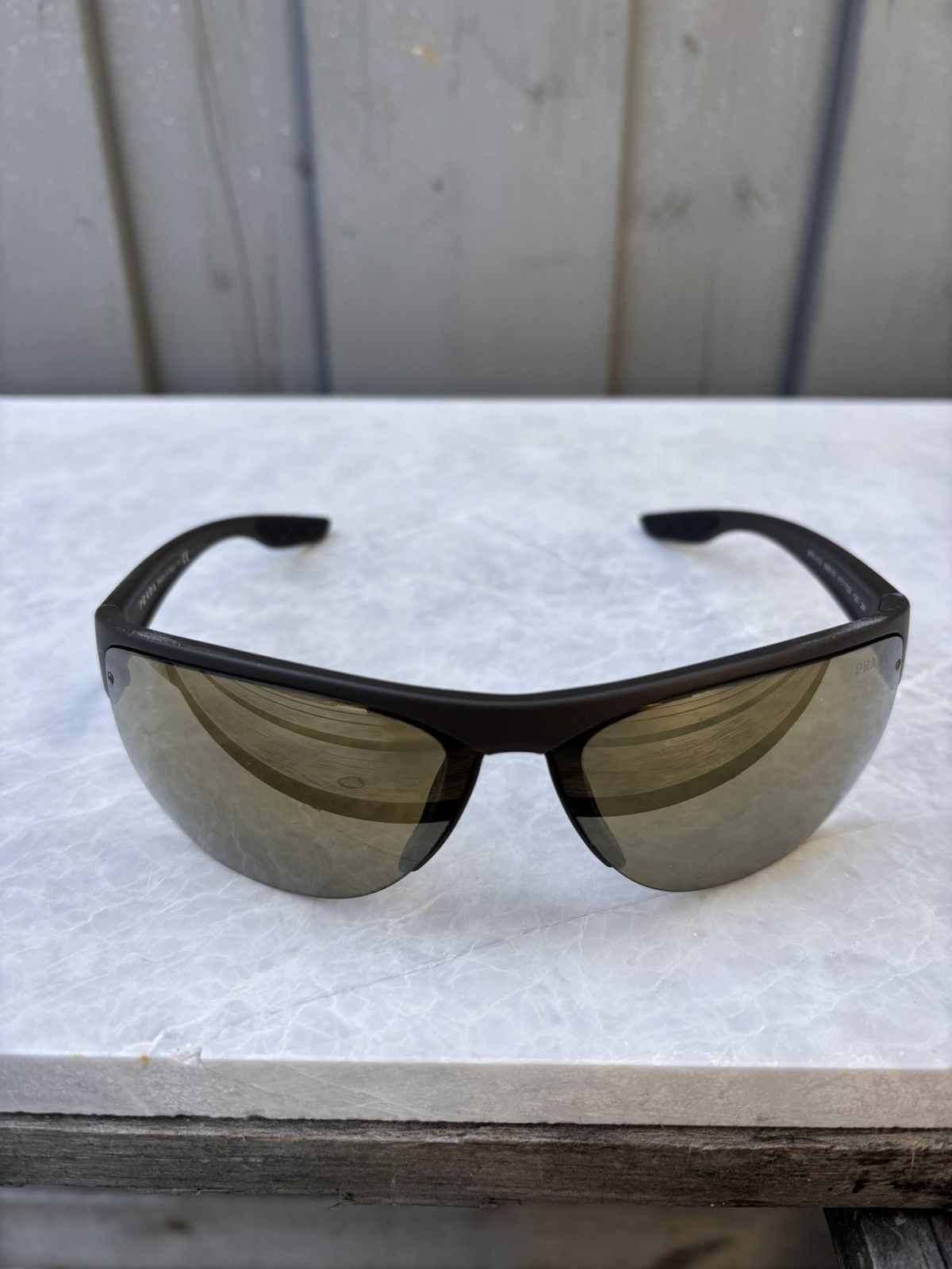 Prada × Vintage 2000s Prada Sunglasses Linea Rossa Sport Half Rin SPS 17U Y2 Size ONE SIZE - 8 Thumbnail