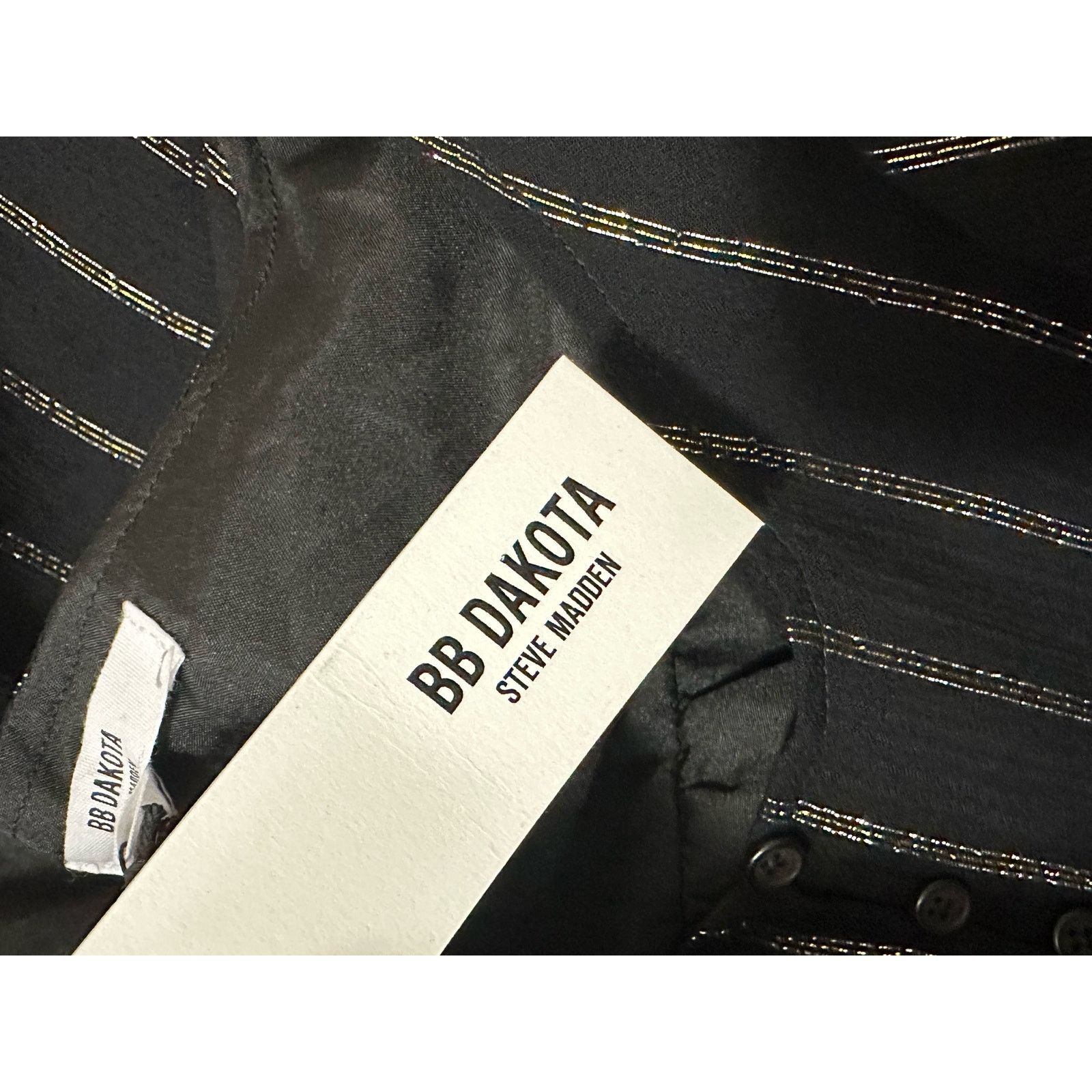 BB Dakota BB Dakota black silver stripes ruffled blouse size Small Size S / US 4 / IT 40 - 6 Thumbnail