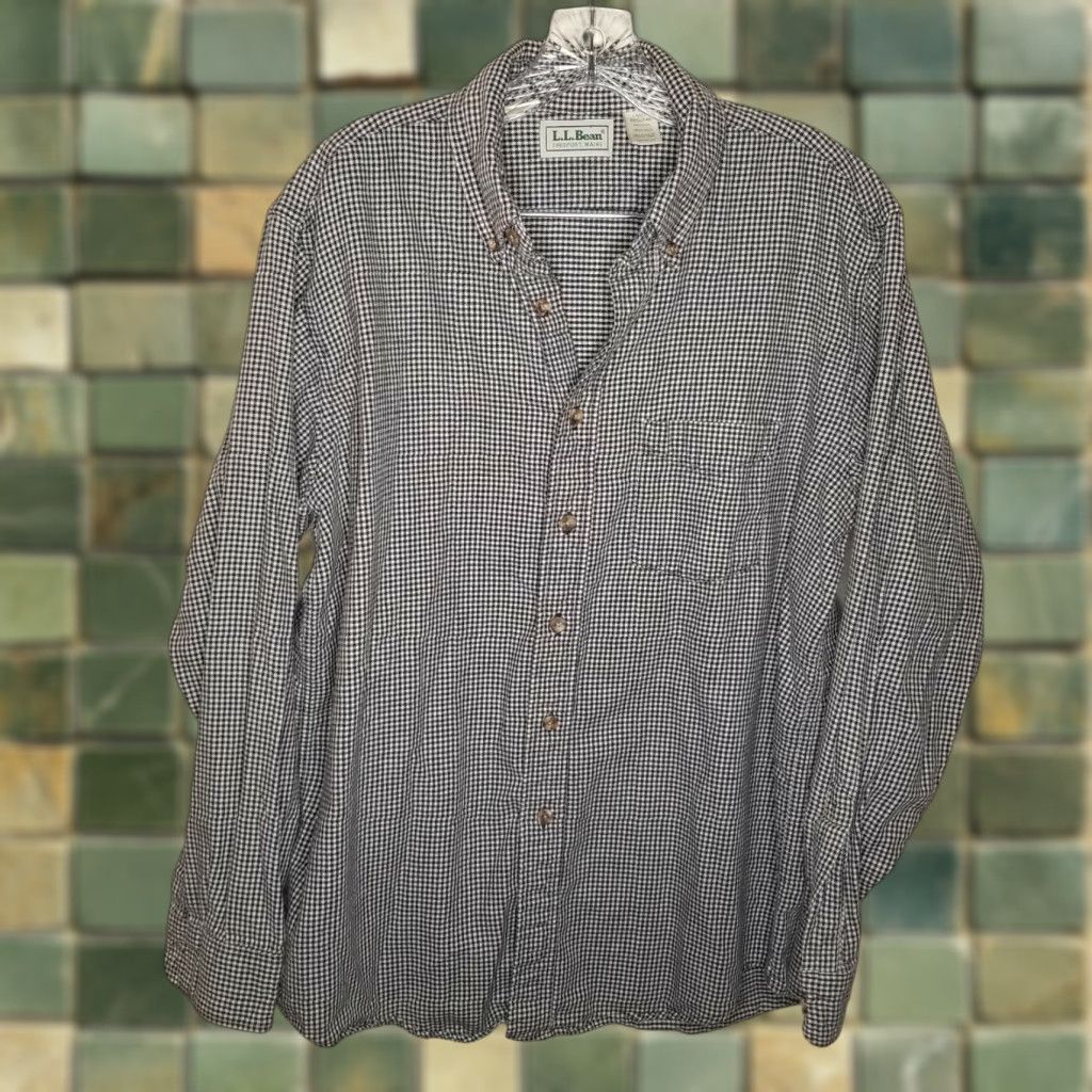 Vintage VINTAGE LL Bean Men's Long Sleeve Shirt Large Black White Button-Up Men's Clothing Size US L / EU 52-54 / 3 - 1 Thumbnail