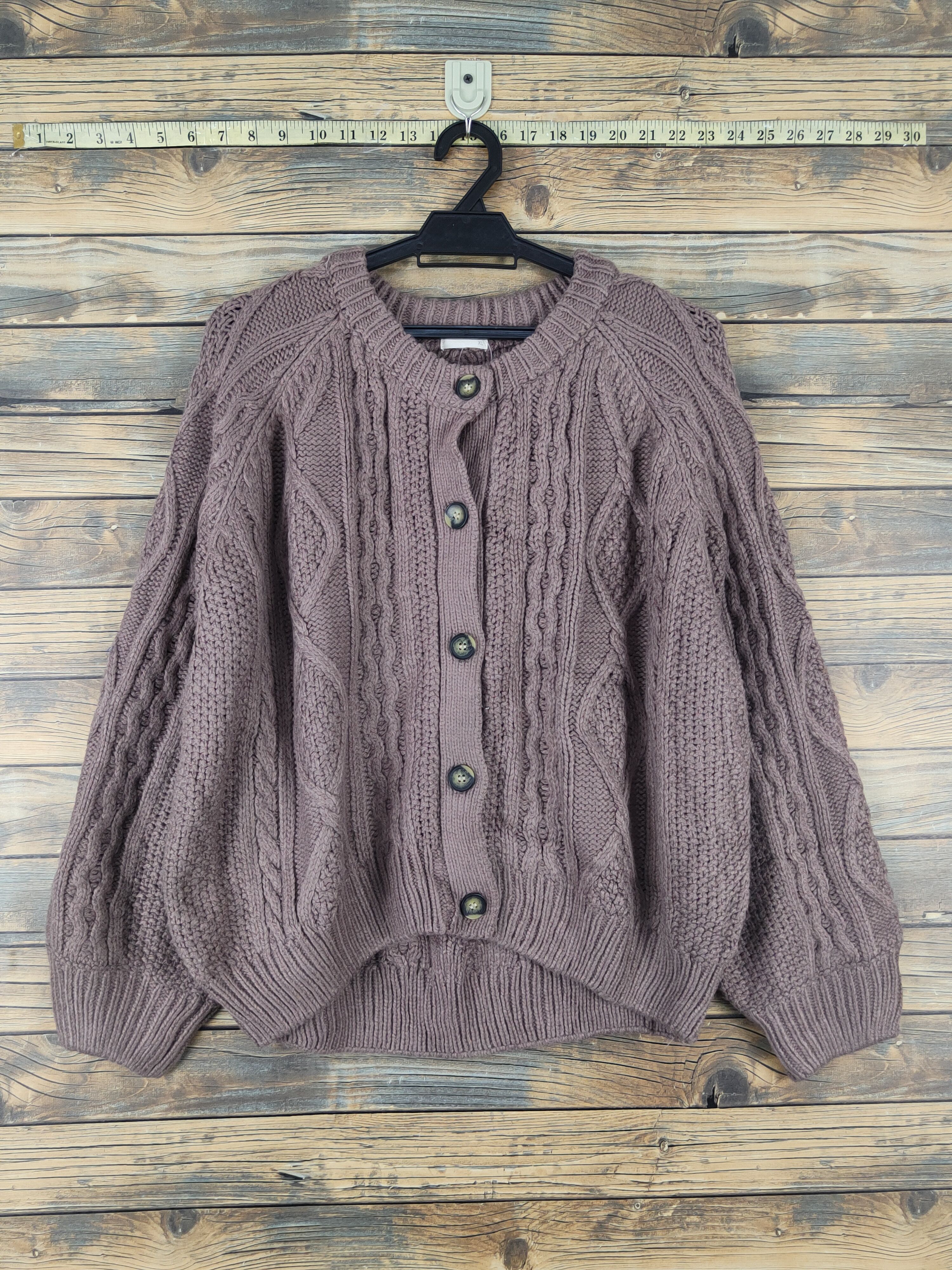 Aran Isles Knitwear GU Dusty Lavender cable Knitwear Cardigan #W1287 Size US XL / EU 56 / 4 - 1 Thumbnail