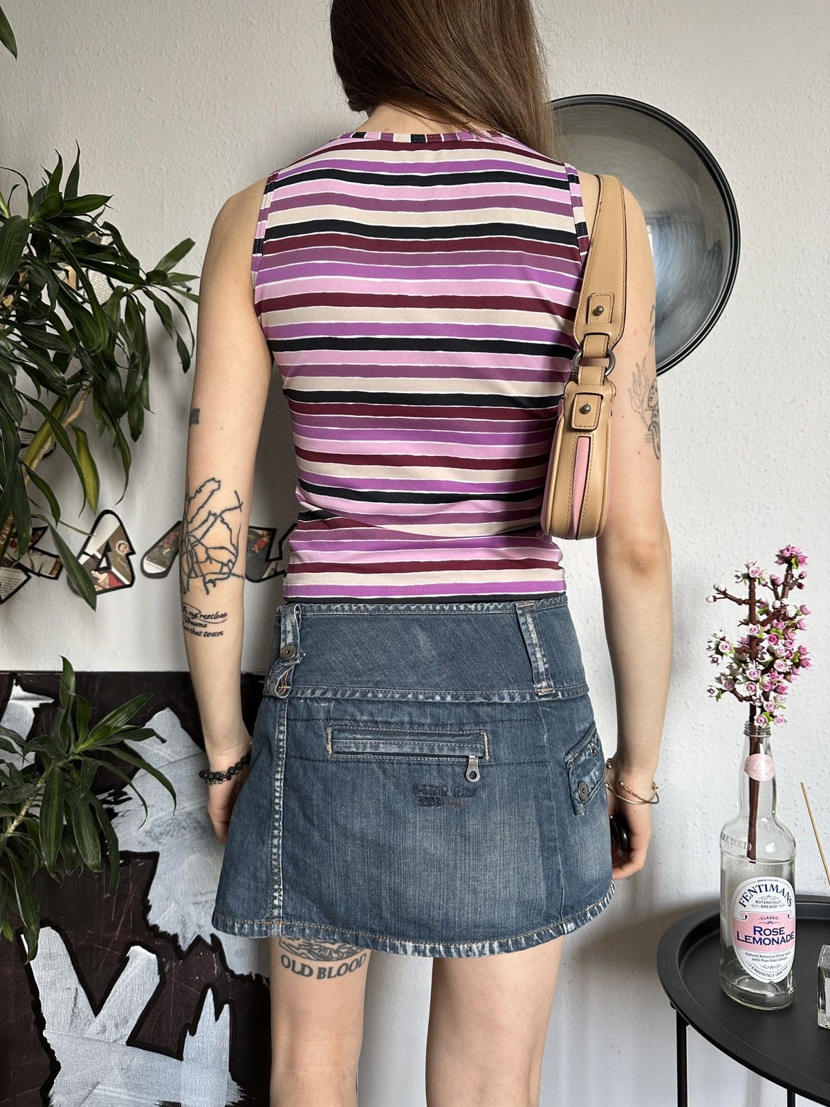 Japanese Brand × Vintage Striped Funky Slim Sheath Crop Top y2k Size XXS / US 00 / IT 34 - 5 Thumbnail