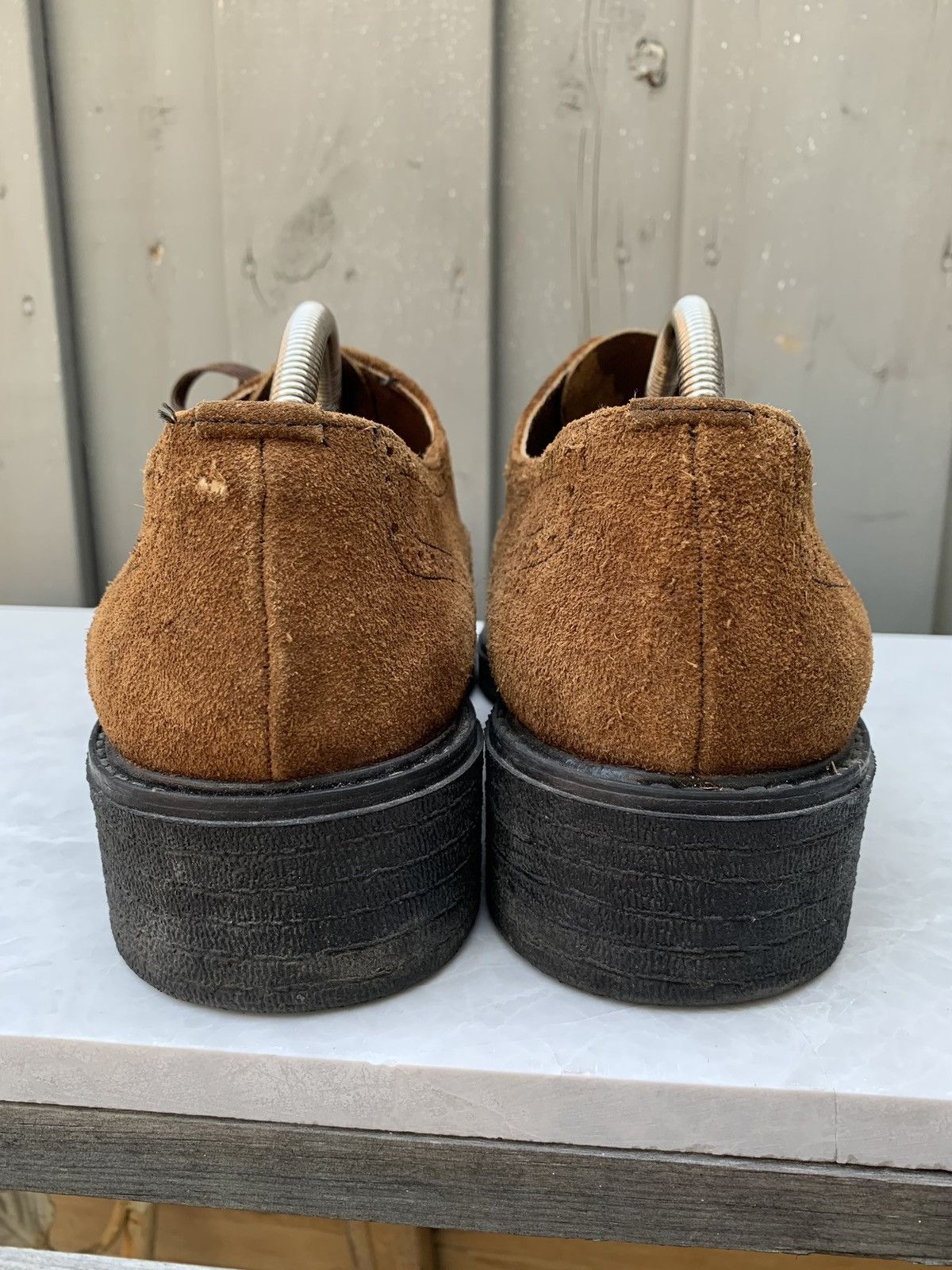 Dr. Martens × Other × Vintage 1970s Suede Brogues Vintage Square Toe Boots Heel Derby 10 Size US 9.5 / EU 42-43 - 7 Thumbnail