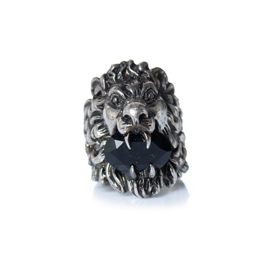 Gucci Gucci, Unisex lion ring head with black stone Size ONE SIZE - 2 Thumbnail