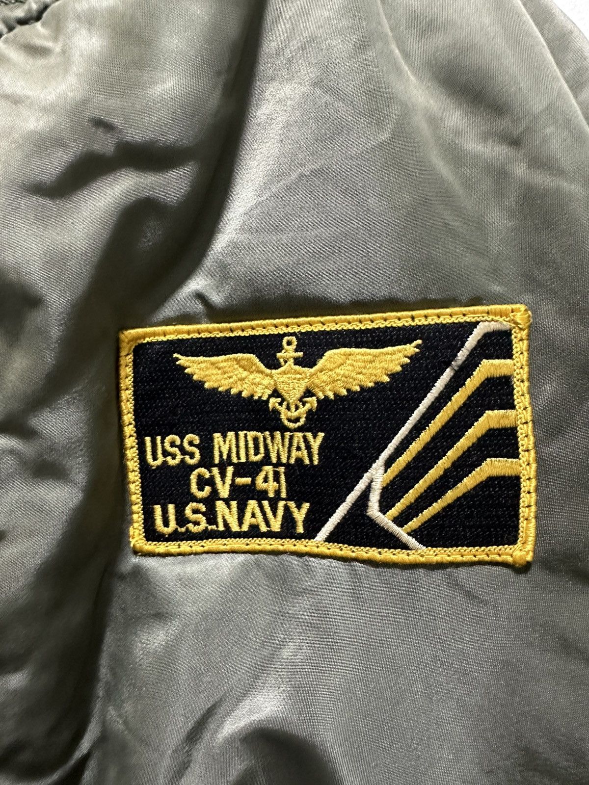 Alpha Industries × Vintage Vintage Alpha Industries MA-1 Flight Jacket USS Midway CV-41 Size US L / EU 52-54 / 3 - 5 Thumbnail