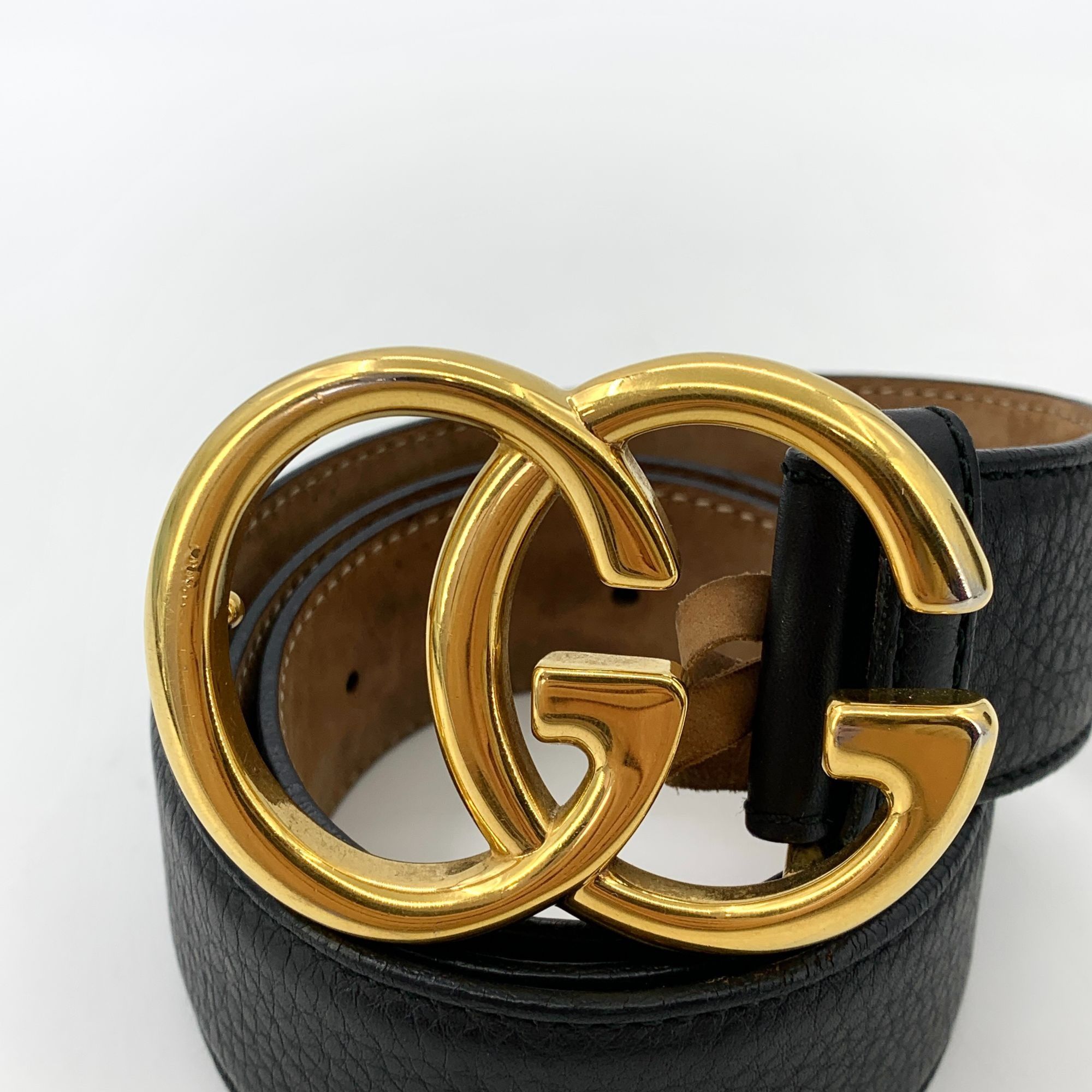 Gucci Gucci Black Leather Double G Gold Buckle Belt 85cm Made In I Size ONE SIZE - 3 Thumbnail