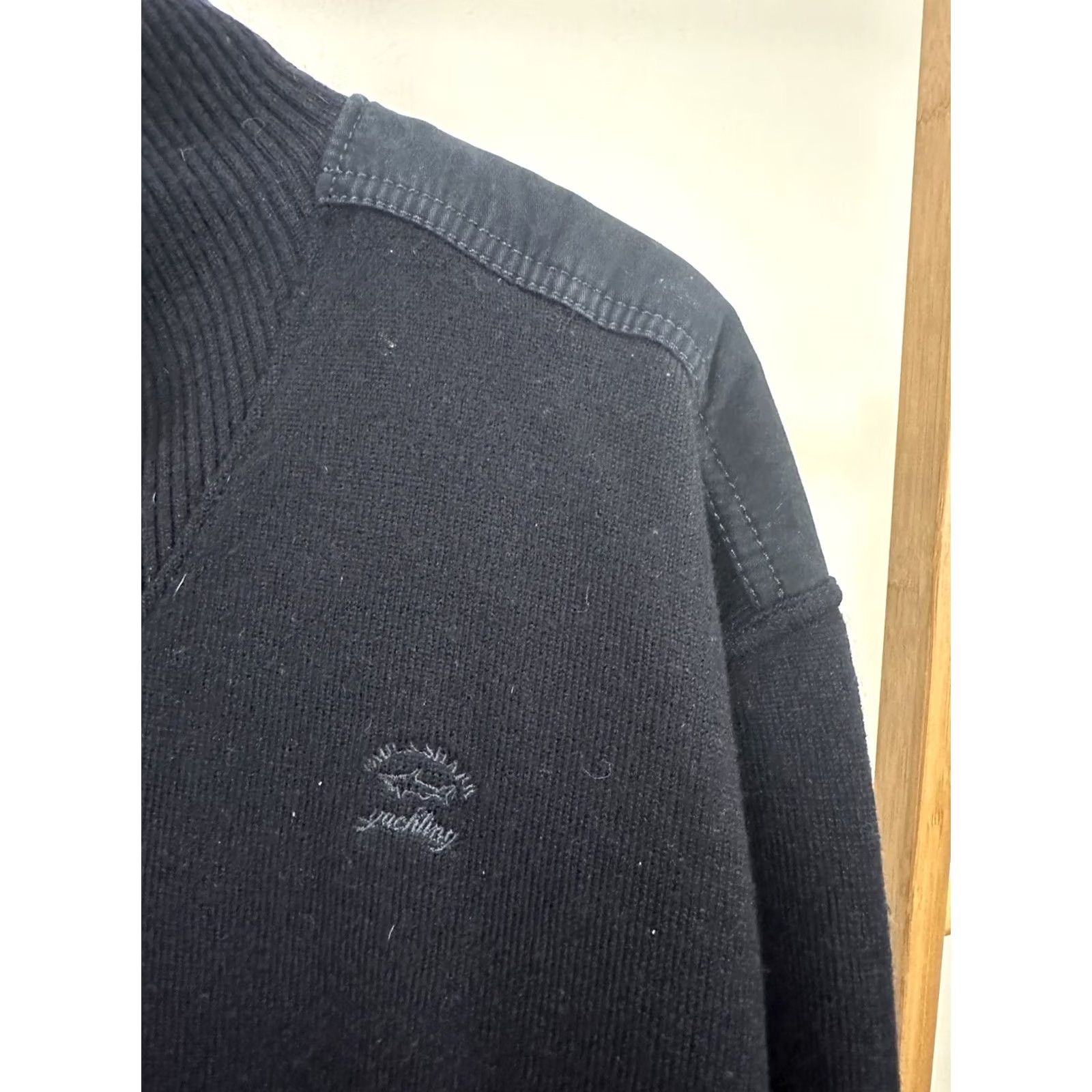 Paul & Shark Paul Shark Yachting Navy Wool 1/4 Zip Shoulder Elbow Patches Pullover XL Men Sweater Blue Leather? Size US XL / EU 56 / 4 - 5 Thumbnail