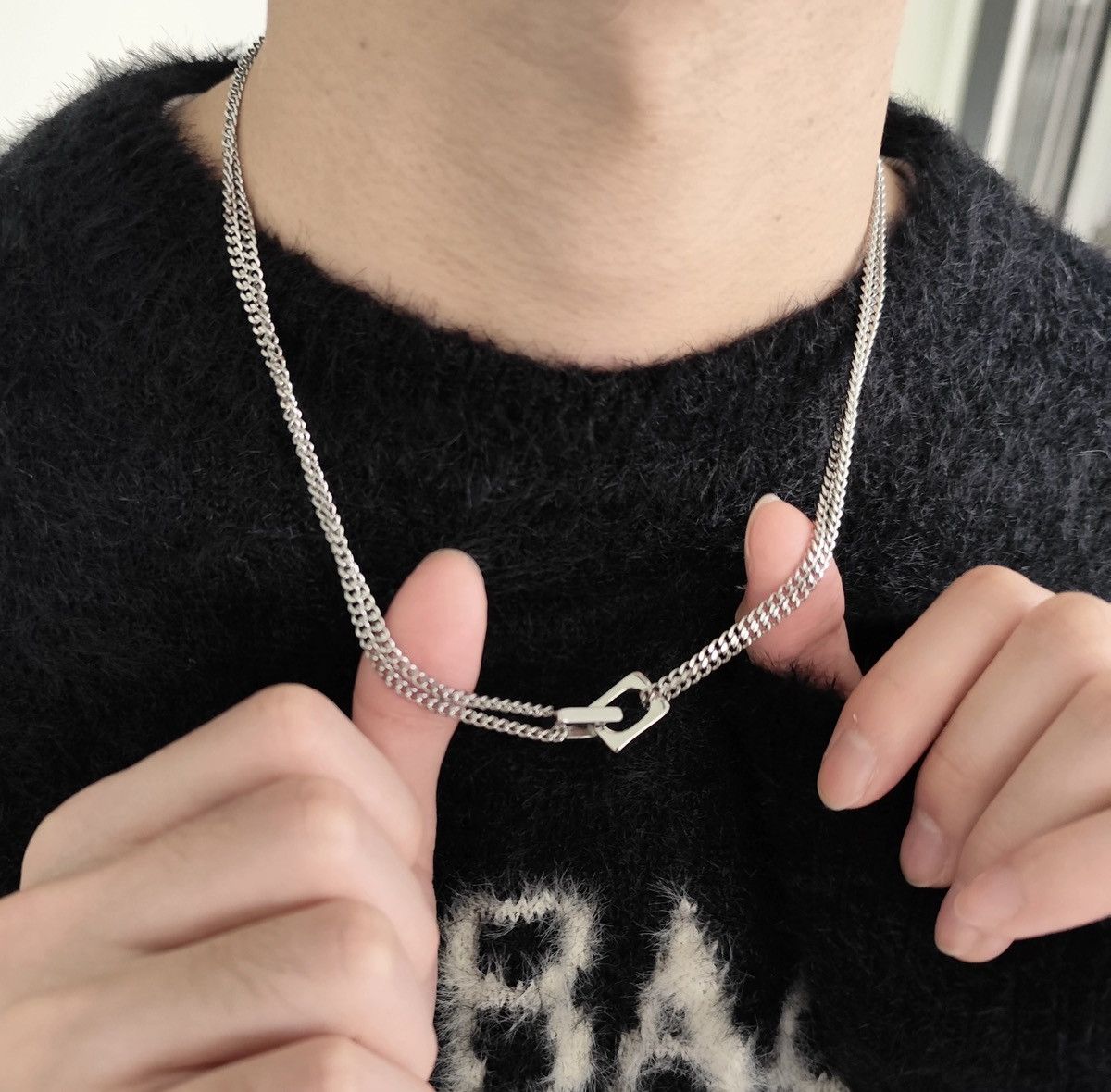 Japanese Brand × Jewelry Retro punk double chain layered choker necklace Size ONE SIZE - 2 Thumbnail
