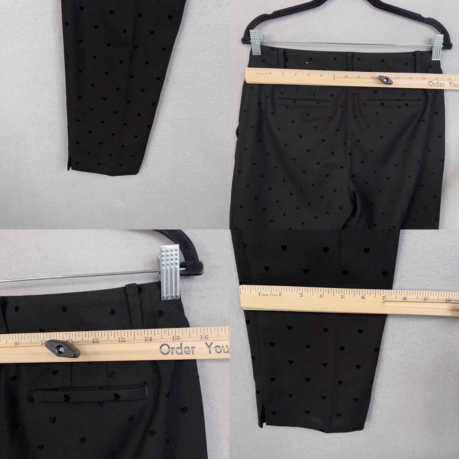 Talbots Talbots Pants Womens 2 Black Hampshire Ankle Heart Print Tapered Twill Stretch Size 26" / US 2 / IT 38 - 8 Thumbnail