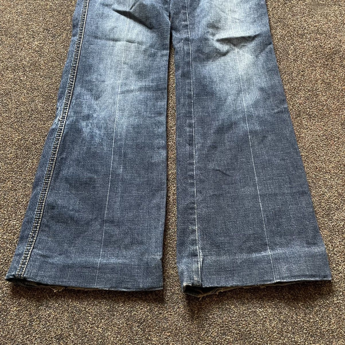 Vintage Vintage Y2K Baggy Flared Jeans Distressed Thrashed Grunge 33 Size 33" - 4 Thumbnail