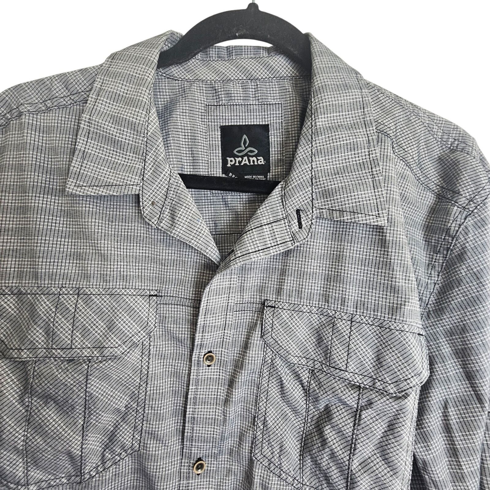 Prana Prana Mens Shirt Gray Outdoor Breathable Lightweight Check L Size US L / EU 52-54 / 3 - 2 Thumbnail