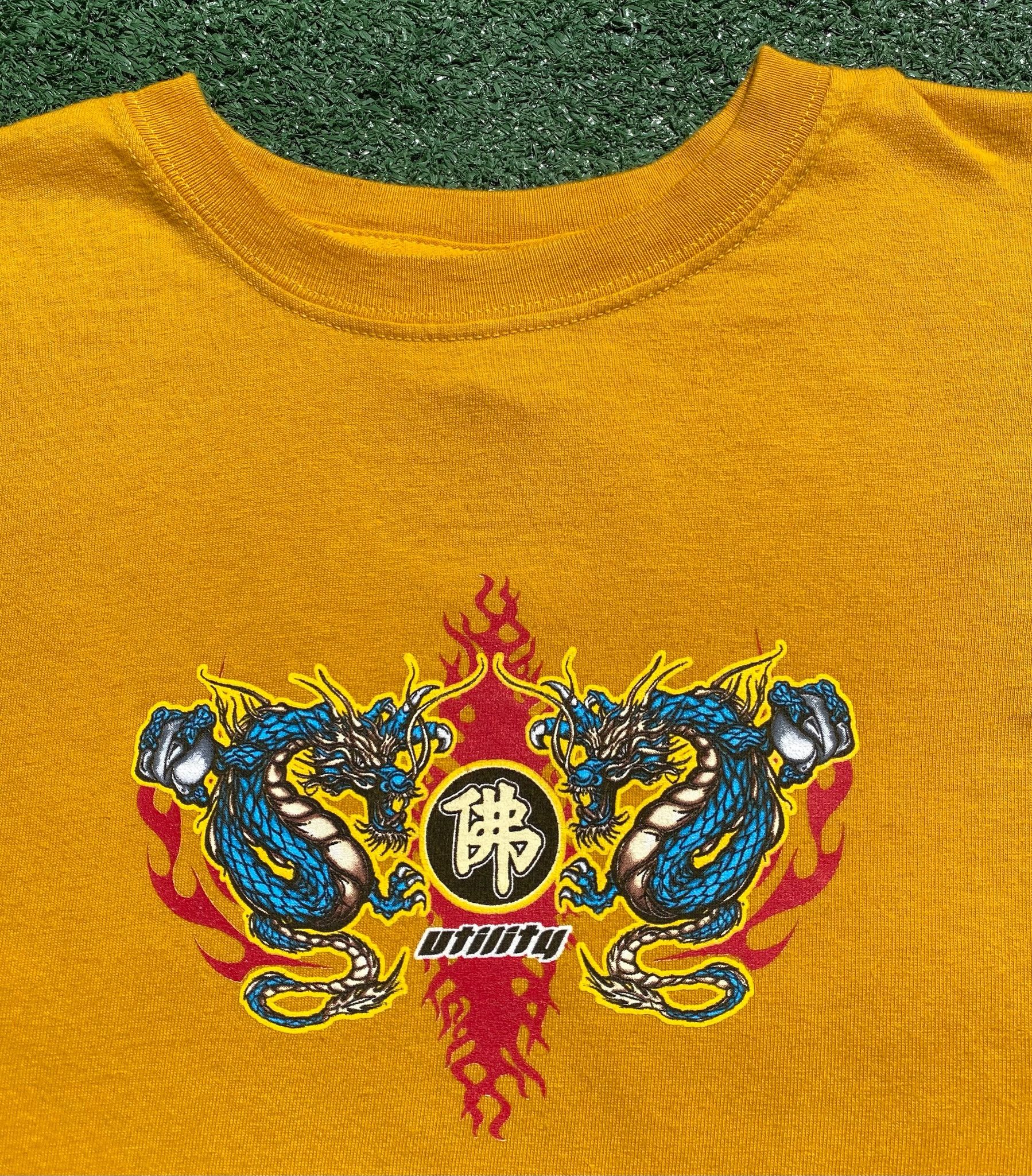 Vintage 90’s Utility Dragon Flames Yellow Long Sleeve T Shirt Medium Size US M / EU 48-50 / 2 - 4 Thumbnail