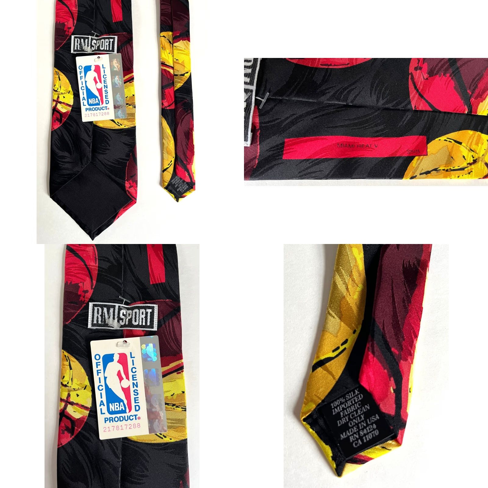 NBA VINTAGE NWT Miami Heat Silk Tie RM Sport Ralph Marlin Made in USA Size ONE SIZE - 8 Thumbnail