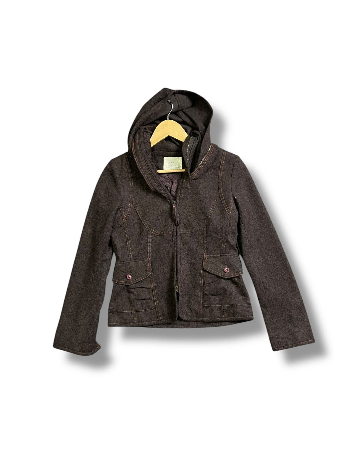 Japanese Brand × Vintage M.A x Japanese Brand Hooded Zipper Wool Jacket (38) Size US S / EU 44-46 / 1 - 1 Thumbnail