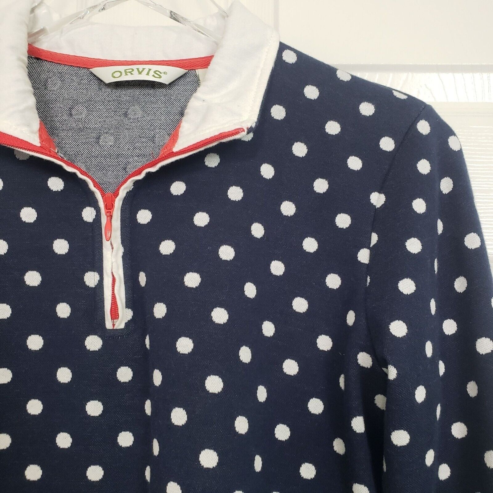 Orvis Orvis Polka Dot Sweater Womens Size Small Blue Knit Stretch Size S / US 4 / IT 40 - 2 Thumbnail