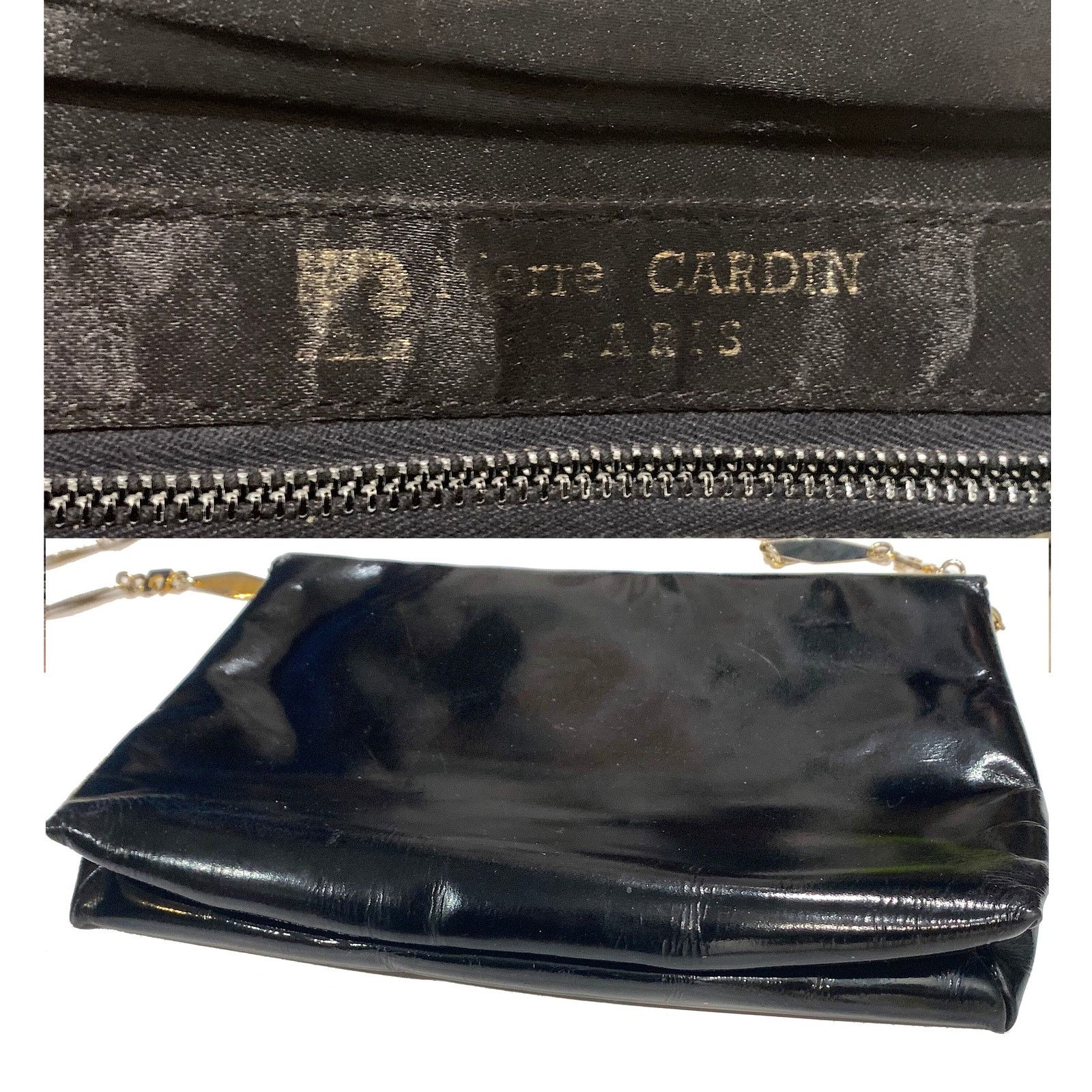 Pierre Cardin 60s MOD Pierre Cardin Black Patent Leather Bag Logo Chain Size ONE SIZE - 8 Thumbnail