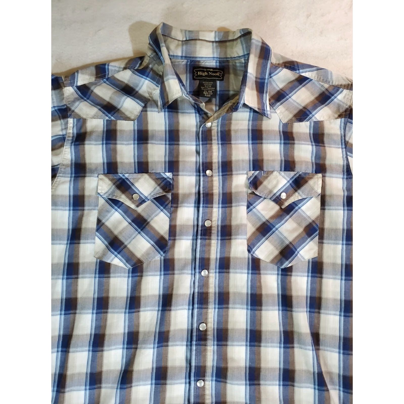 Vintage High Noon Shirt Mens XL Black Plaid Long Sleeve Pearl Snap Button-Up Western Size US XL / EU 56 / 4 - 2 Thumbnail