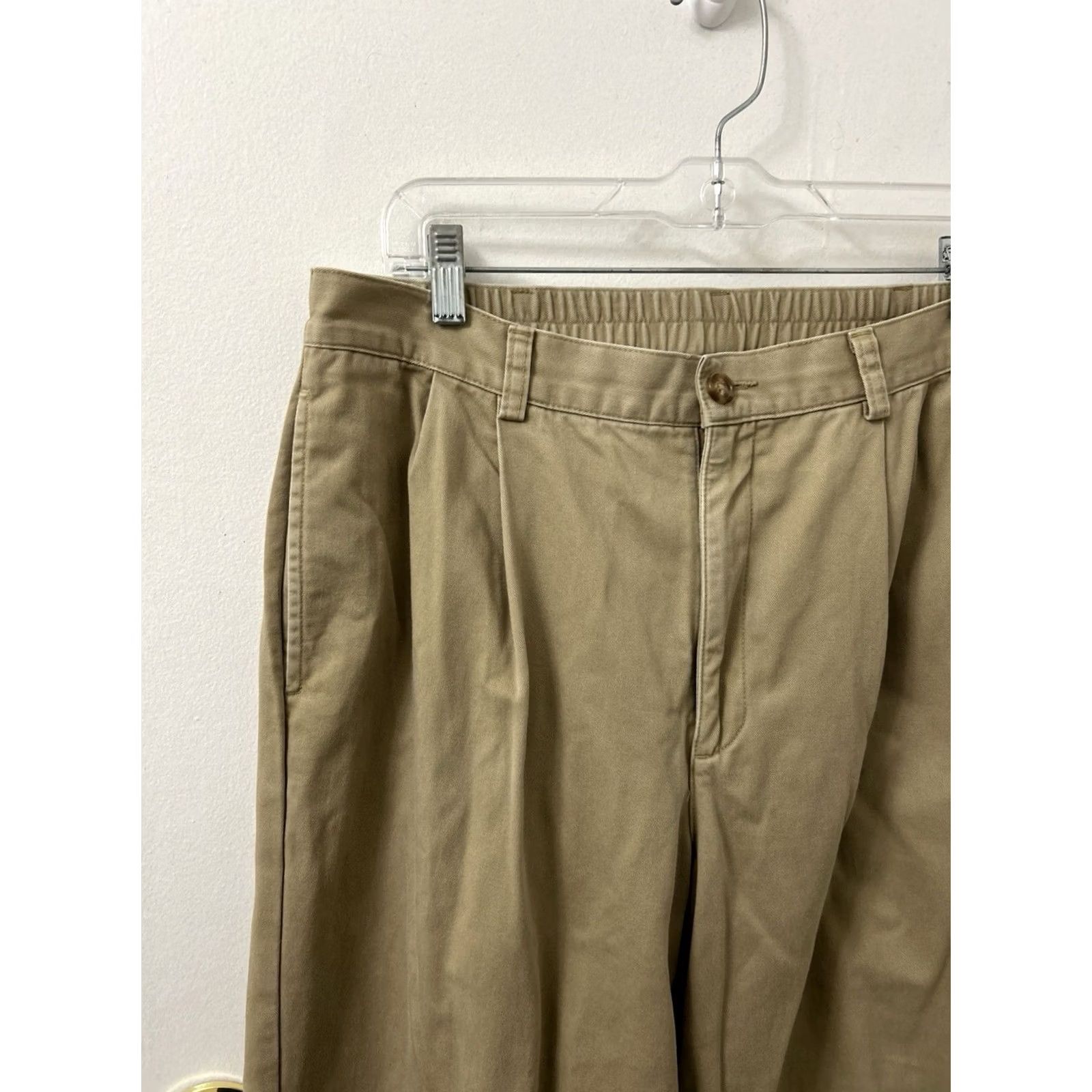 Vintage LL Bean Flannel Lined Pants Mens Size 36x32 Tan Beige Chino Comfort Waist Pleated Pockets Insulated Vintage No Size US 35 - 4 Thumbnail