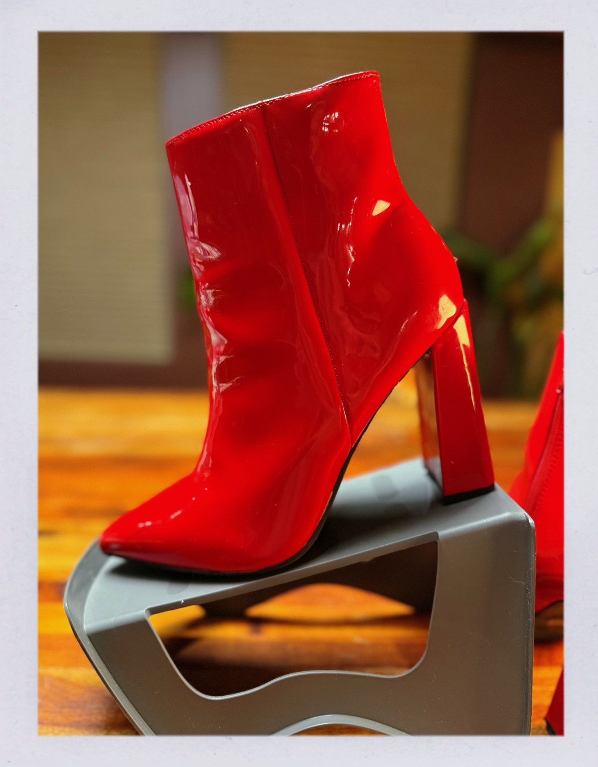 United Bamboo BAMBOO Red Patent Leather Ankle Boots Size US 8.5 / IT 38.5 - 4 Thumbnail