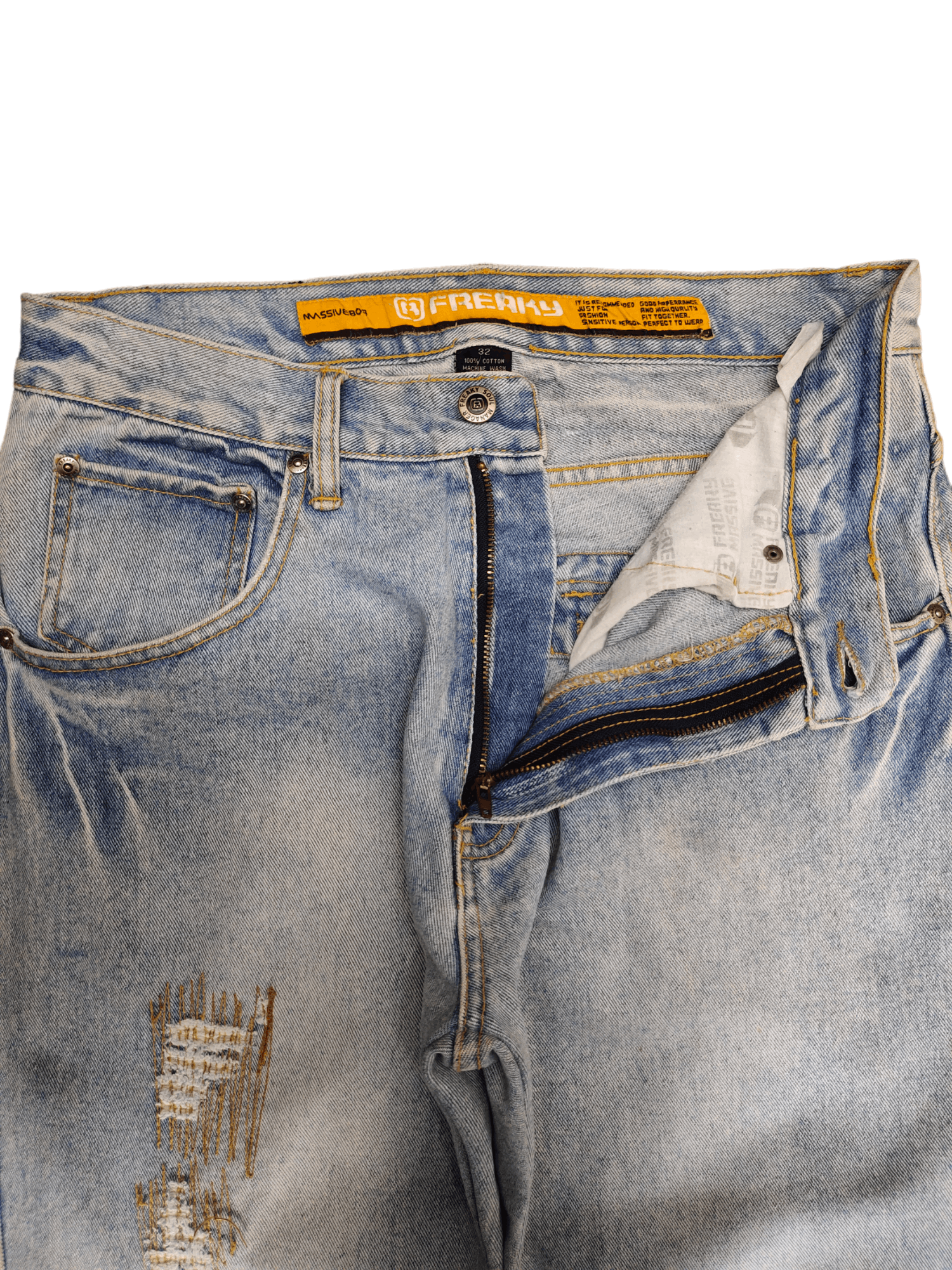 Vintage Baggy Jeans Freaky Massive 808 Distressed Denim Y2k Size US 32 / EU 48 - 9 Thumbnail