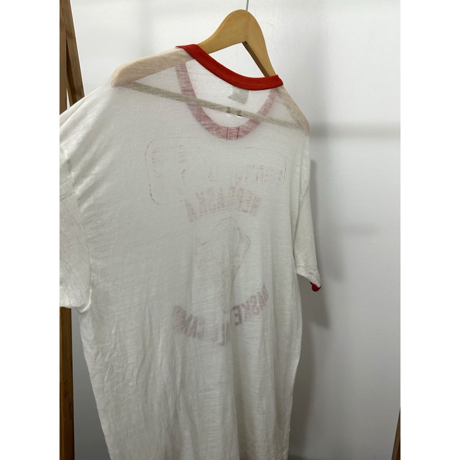 Hanes VTG 80s Nebraska Basketball Camp Super Paper Thin Burnout Ringer Worn T-Shirt XL Shirt Mens White Hanes Size US XL / EU 56 / 4 - 4 Thumbnail