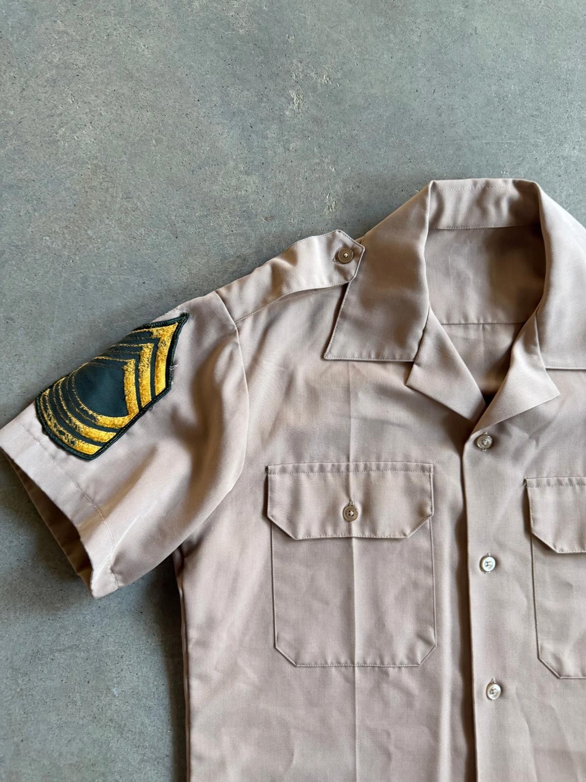 Vintage VTG Military Master Sergeant Tan Button Up Shirt S M Size US M / EU 48-50 / 2 - 3 Thumbnail