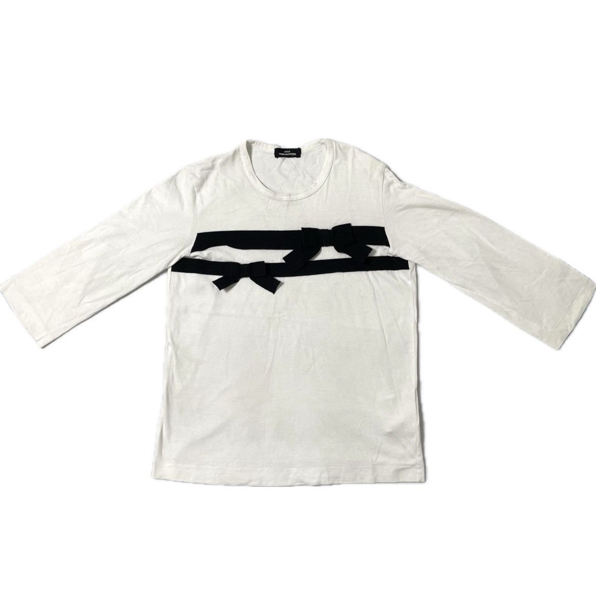 image of 2008 Tricot Comme Des Garcons Ribbons Longsleeve Tee Archive in White, Women's (Size Small)