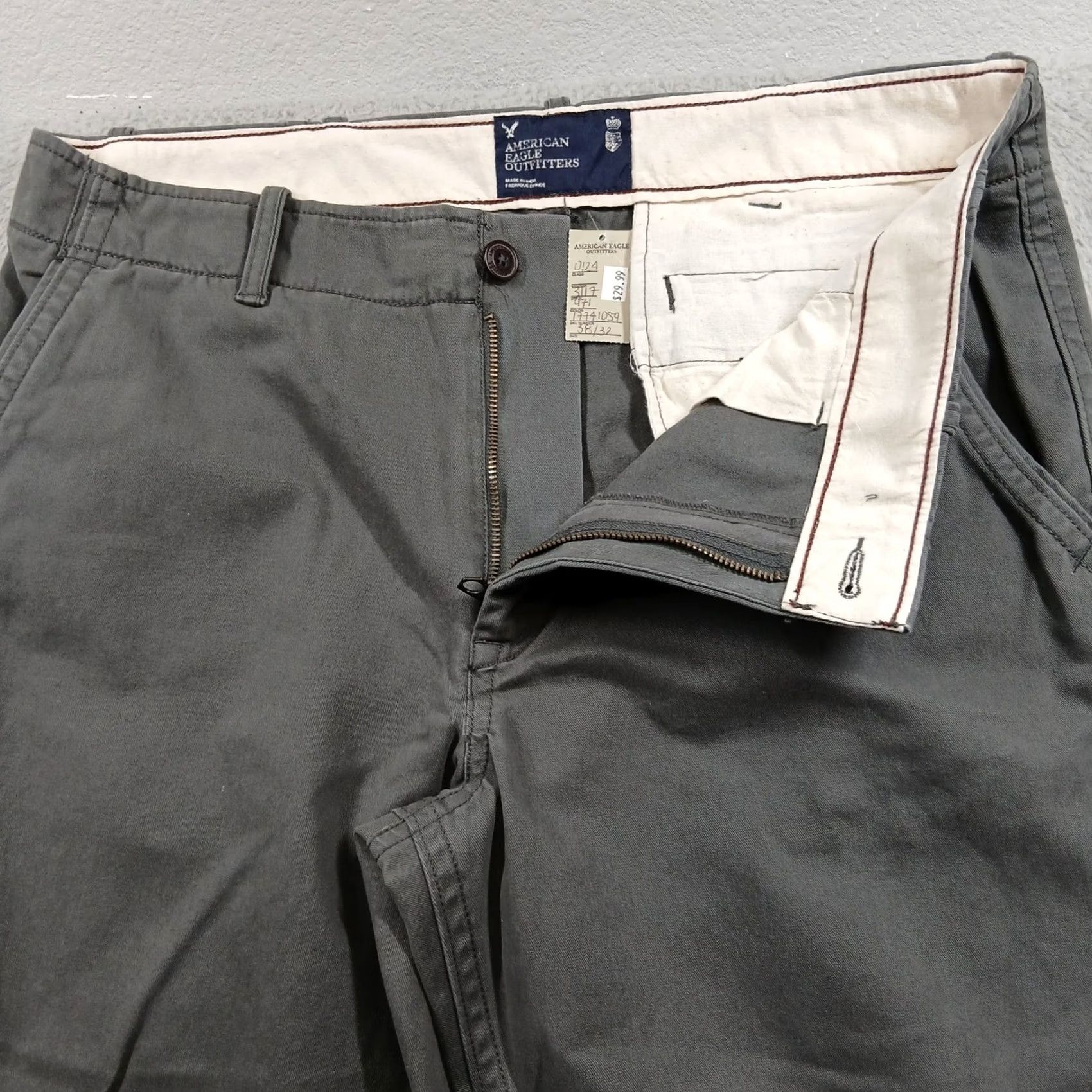 American Eagle Outfitters American Eagle Flat Front Chino Pants Men 38x32 Charcoal Grey NWT - Wide Fit Size US 38 / EU 54 - 7 Thumbnail