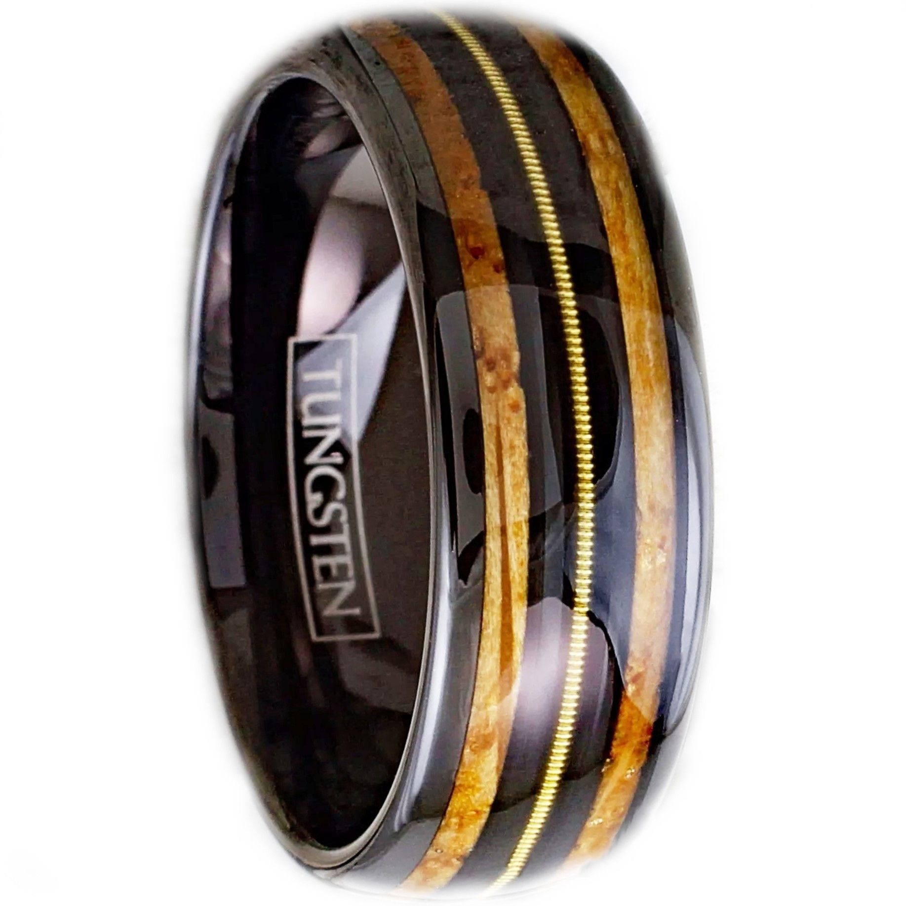 Other Black Tungsten Wood & Guitar String Wedding Band Ring Size ONE SIZE - 3 Thumbnail