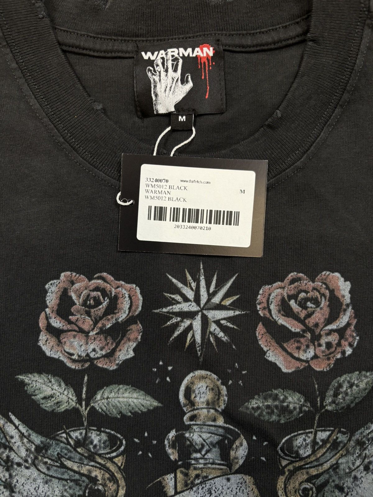 Vintage Warman Gothic Sacred Heart & Wings Graphic T-Shirt, Black Size US M / EU 48-50 / 2 - 6 Thumbnail