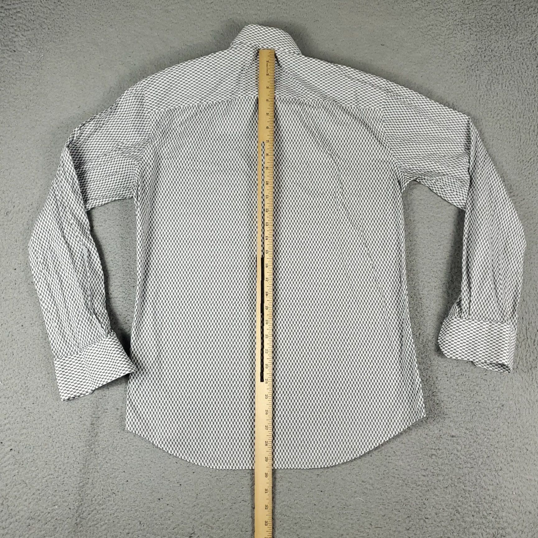 BUGATCHI VINTAGE Bugatchi Uomo Dress Shirt Mens 15.5 Gray Long Sleeve Business Casual Formal Wedding Size 40R - 6 Thumbnail