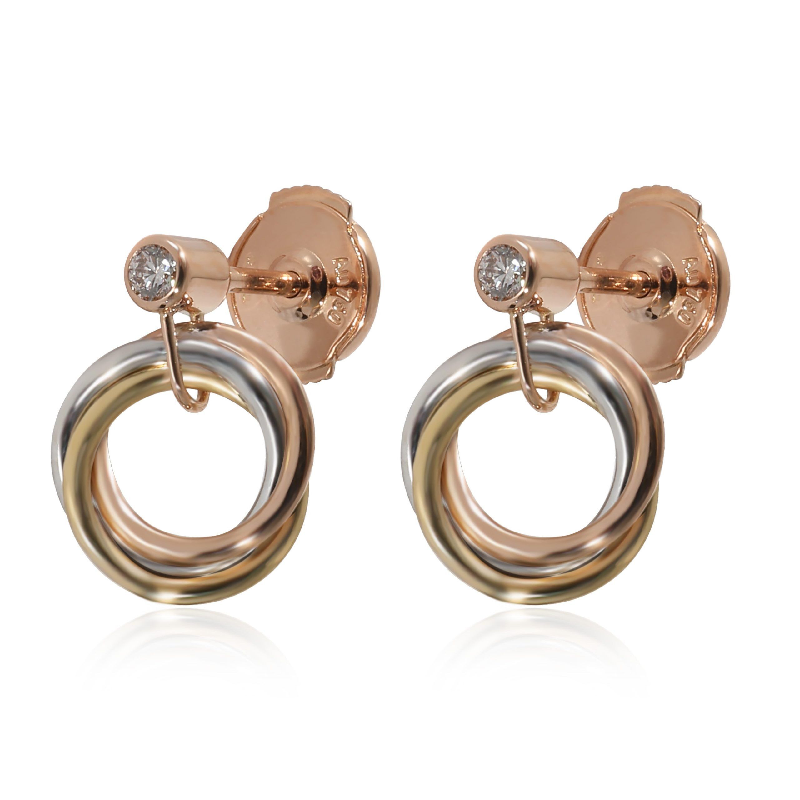 image of Cartier Trinity Earrings In 18K Tri-Color 0.08 Ctw in Gold, Women's