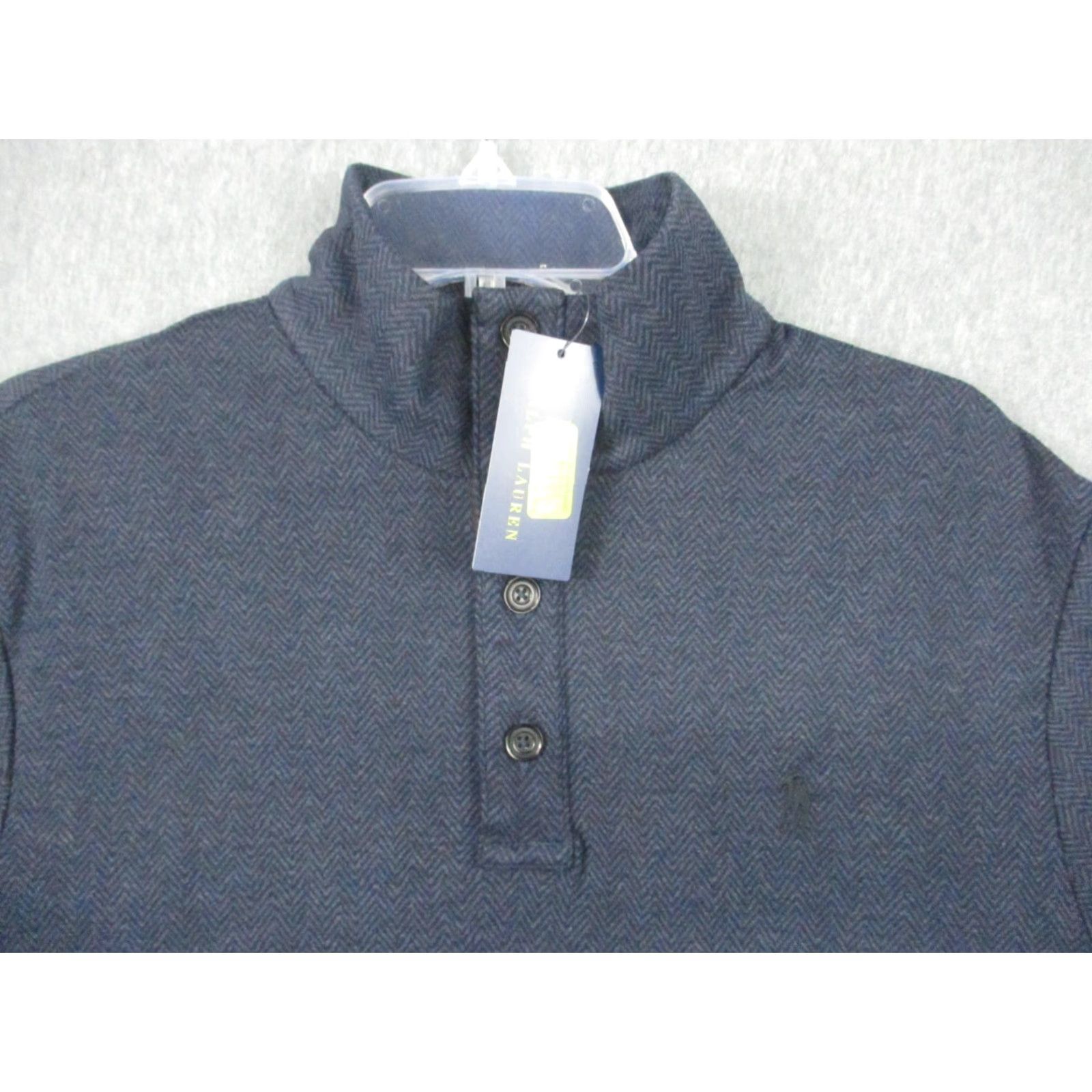 Ralph Lauren **Ralph Lauren Herringbone Navy Men's Sweater Size M High Neck Button** User: Ralph Lauren Herringbone Navy Men's Sweater Size M High Neck Button Size US M / EU 48-50 / 2 - 3 Thumbnail