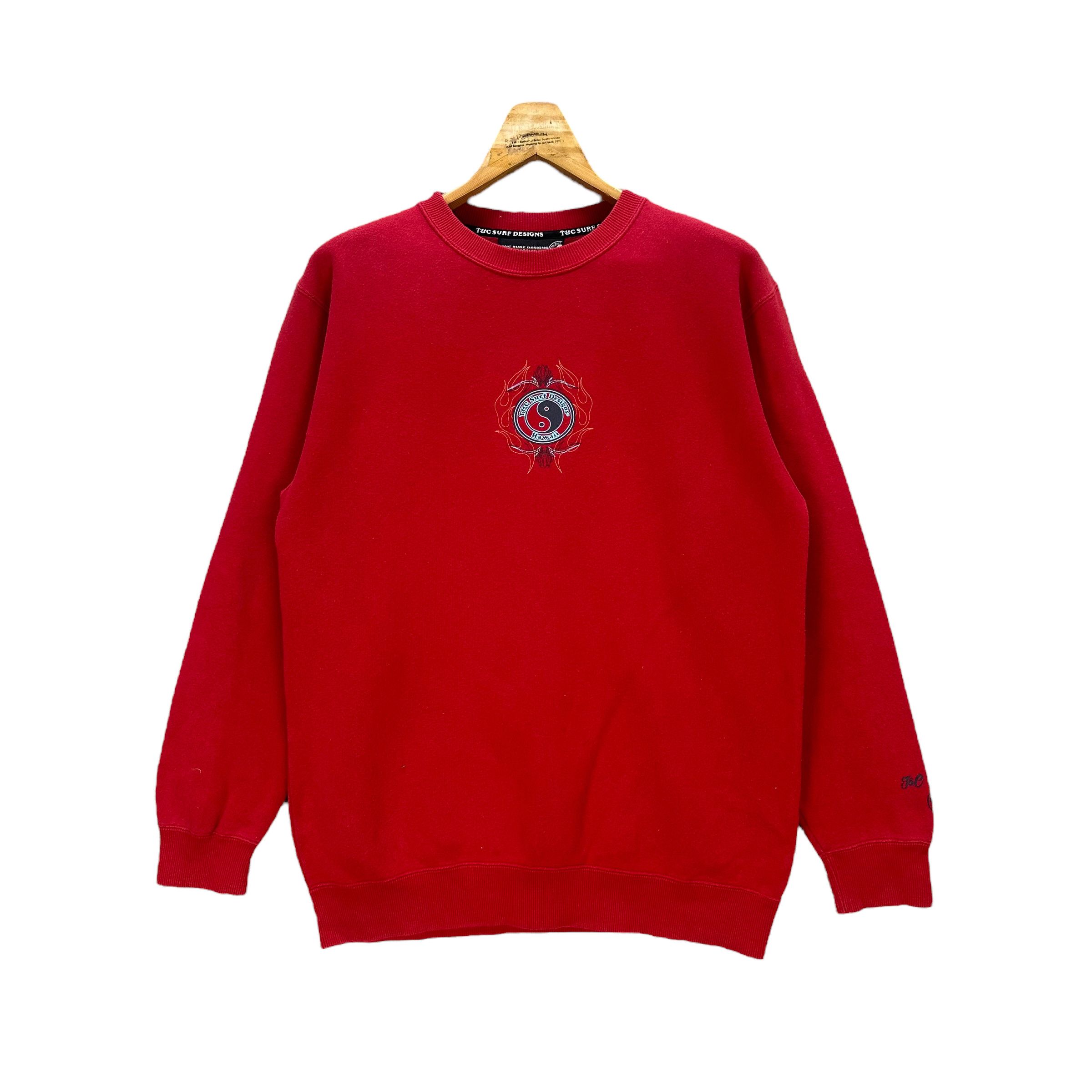 Japanese Brand T&C SURF DESIGNS HAWAII BIG LOGO RED SWEATSHIRTS #8568-015 Size US L / EU 52-54 / 3 - 4 Thumbnail